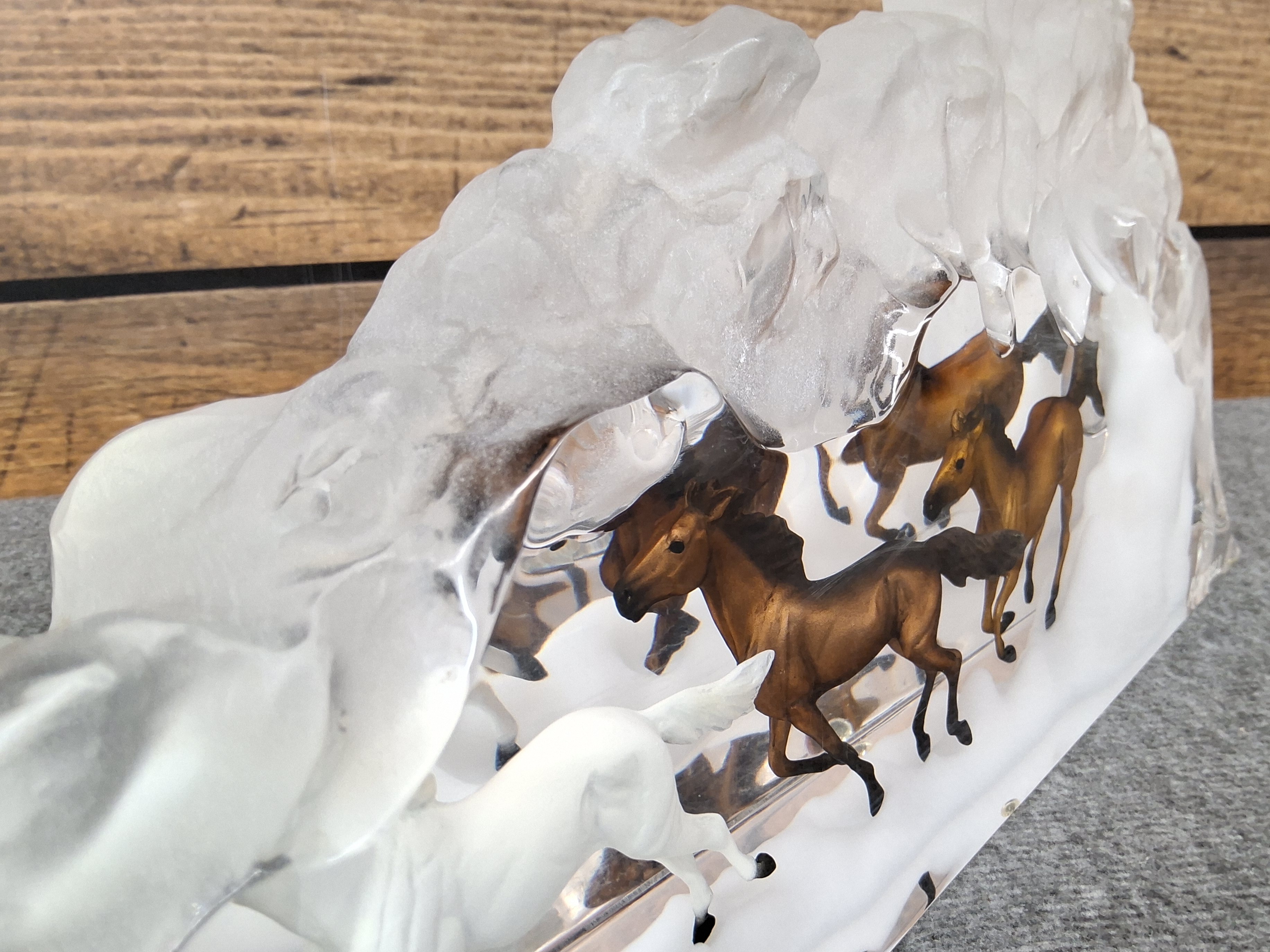 K. Cantrell Crystal Sculpture Running Horses Limited Edition 256/750
