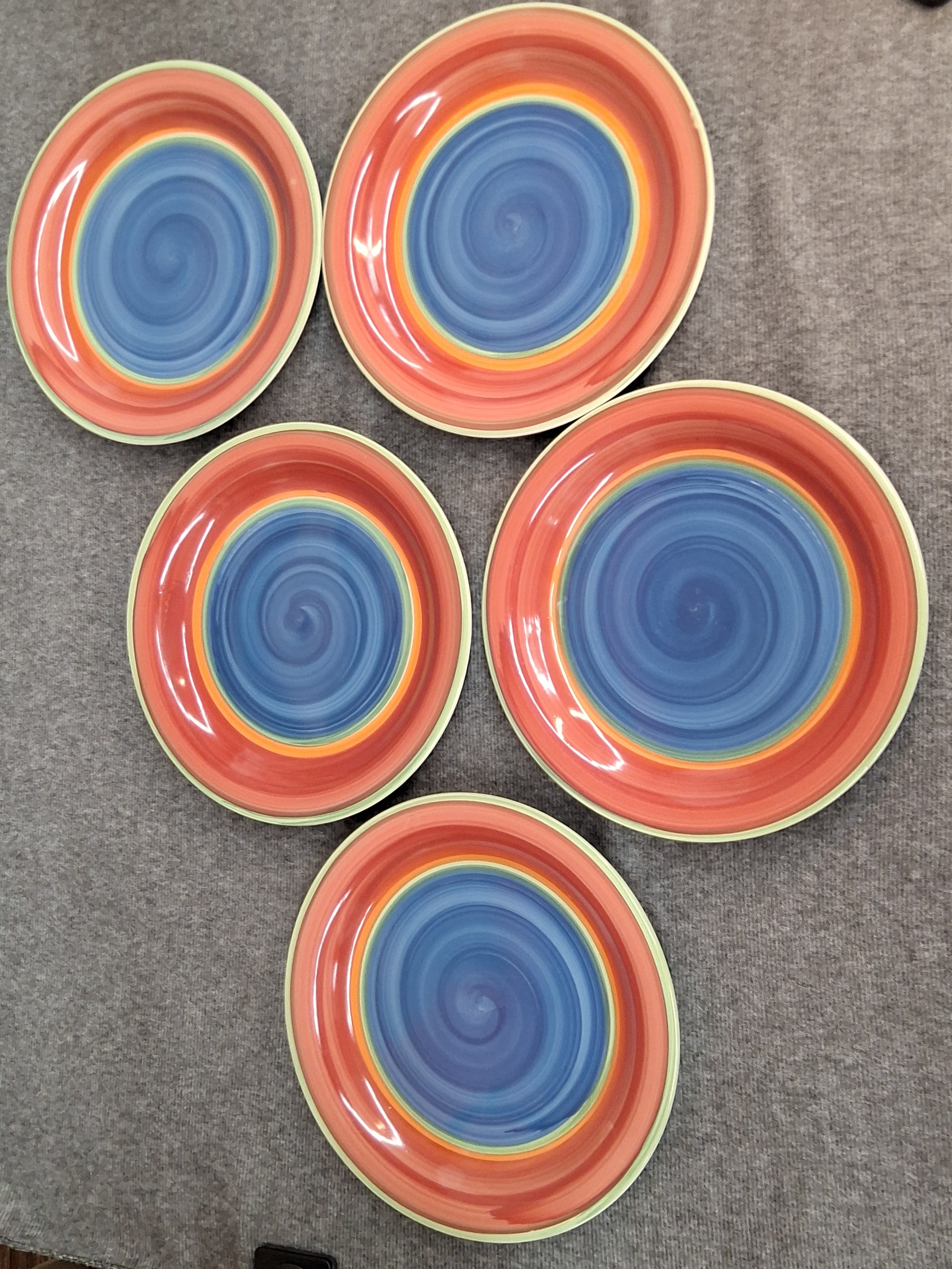 Royal Norfolk Rainbow Swirl Stoneware Plates & Bowls – Set of 9