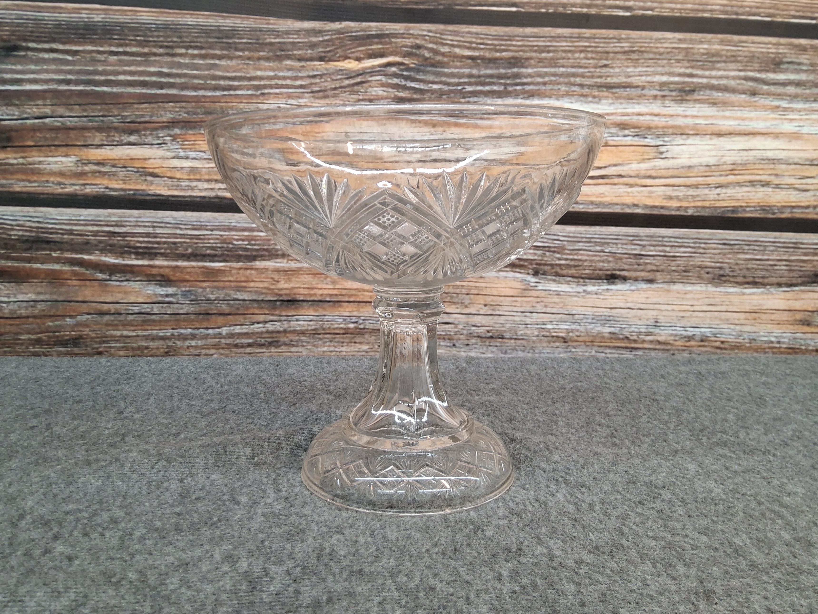 Vintage Pressed Glass Pedestal Compote Candy Dish