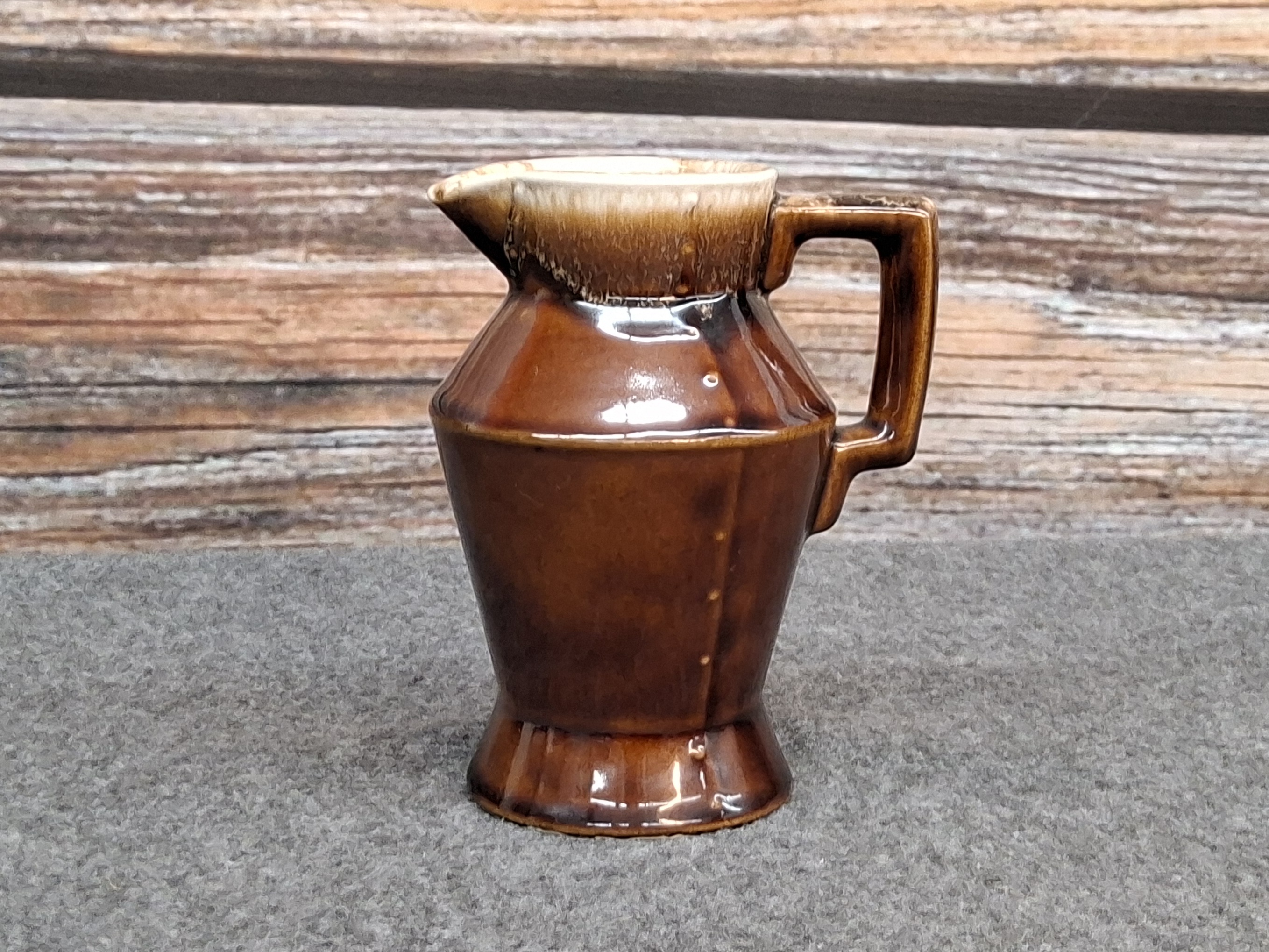 Vintage Brown Drip Glaze Stoneware Cream Pitcher – USA