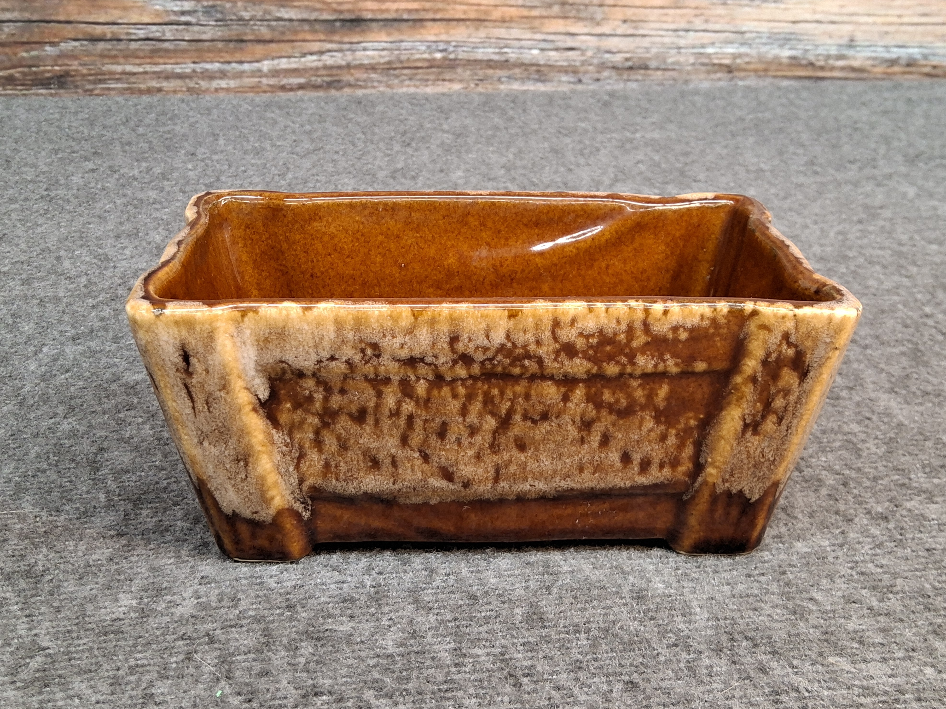 Vintage McCoy USA Brown Drip Glaze Rectangular Planter