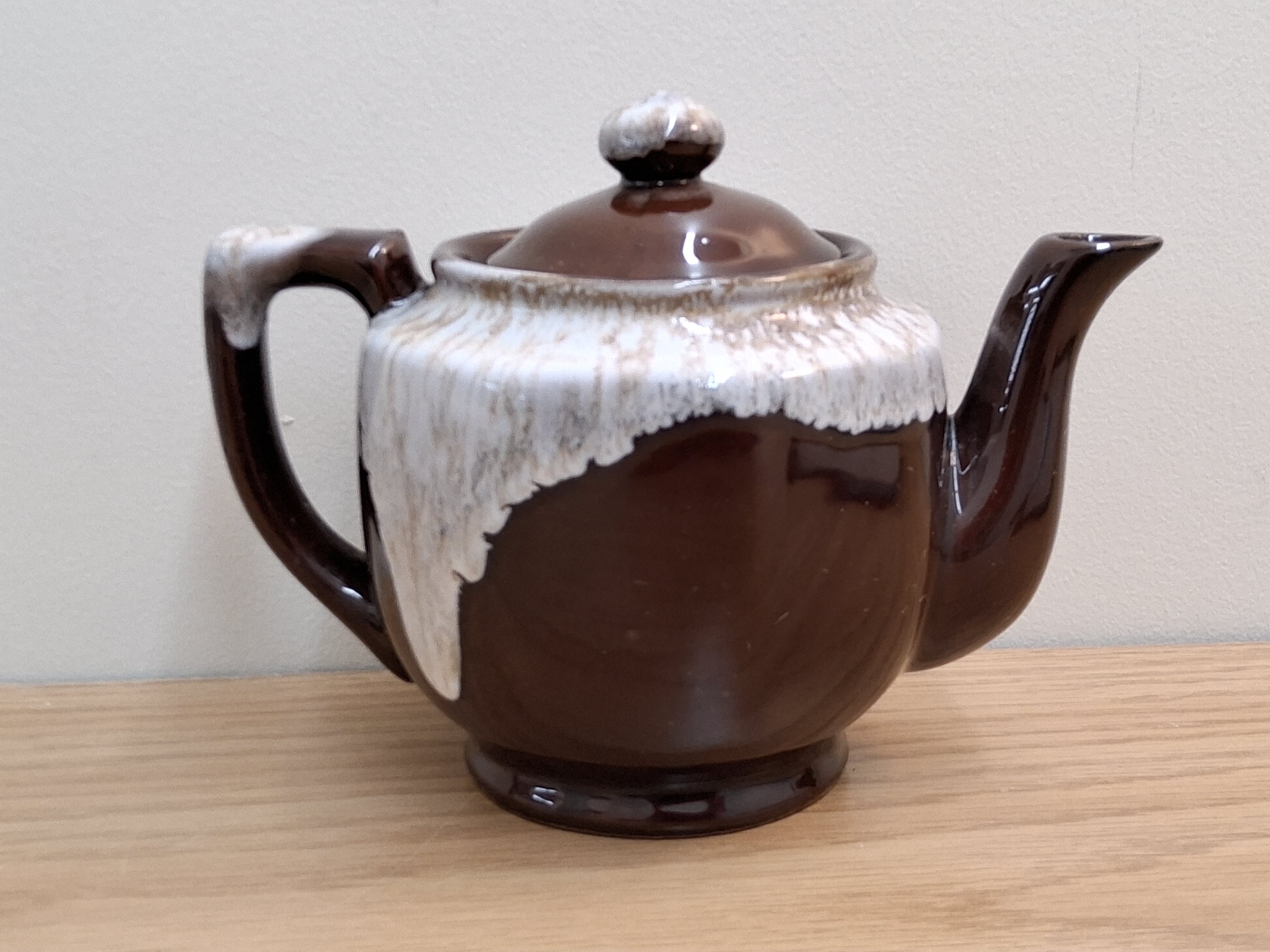 Vintage Japan Brown Drip Glaze Stoneware Teapot with Lid