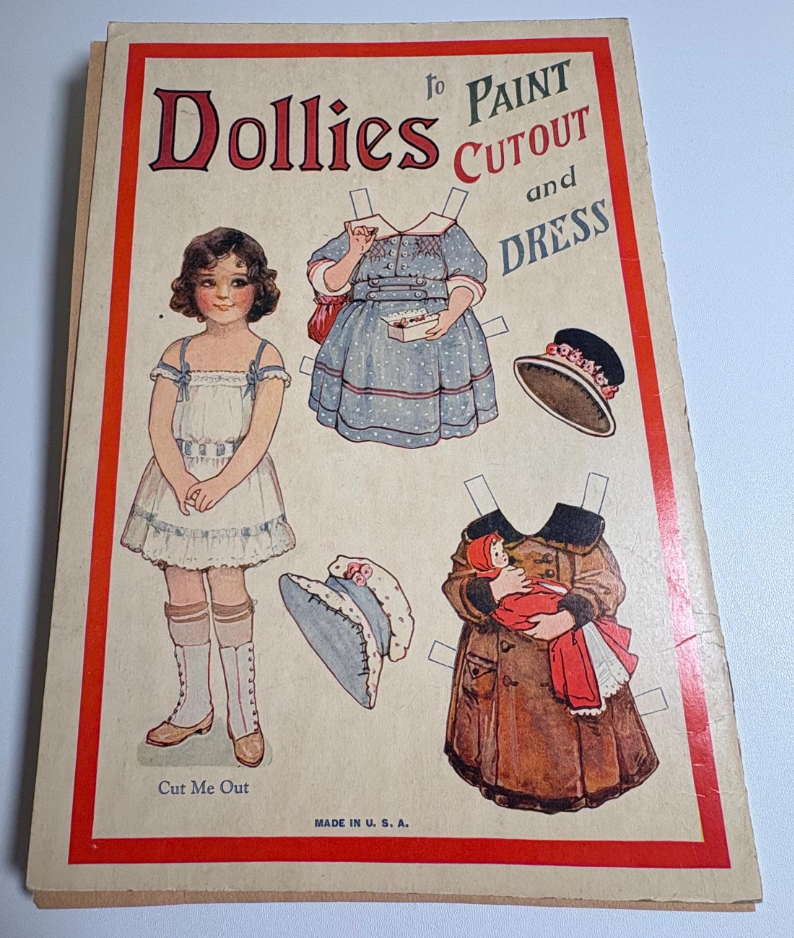 VINTAGE 1928 Saalfield Dollies To Paint Cut Out & Dress Doll Book Uncut