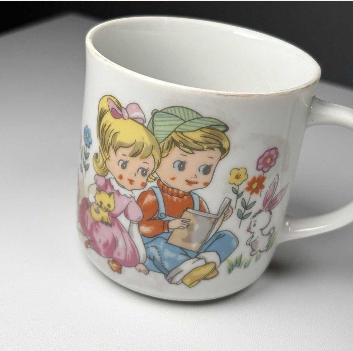 vintage white ceramic children's cup