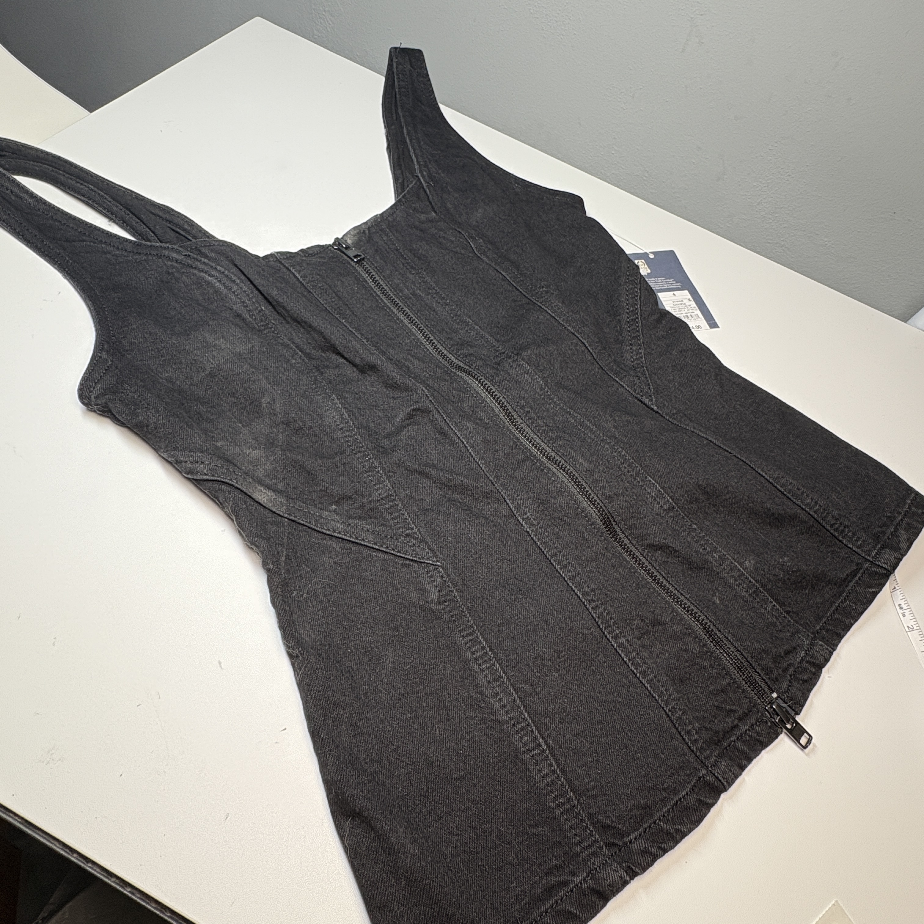 NWT Universal Thread Size 4 Distressed Black Double Zipper Corset Top