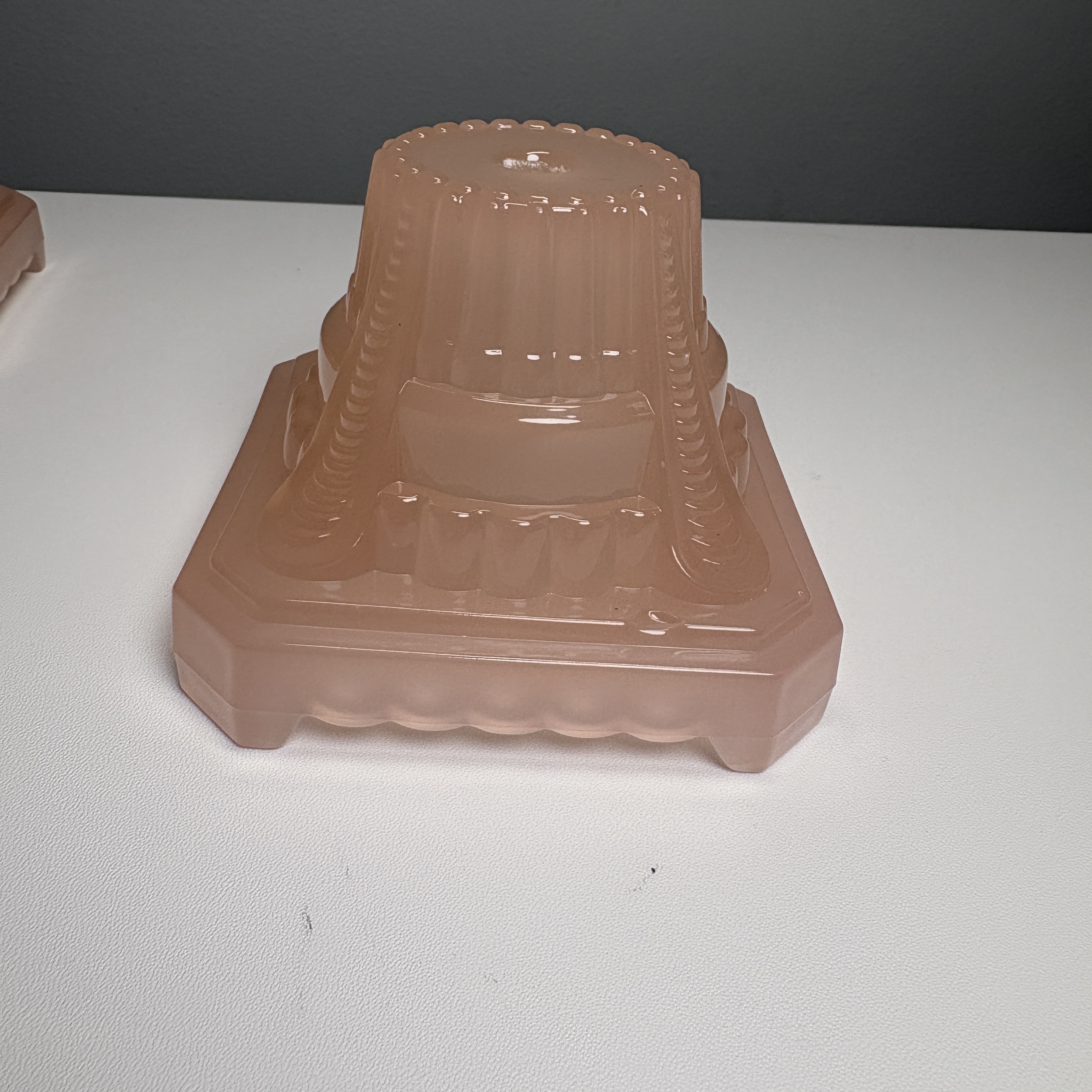 Pink Translucent Art Deco Fluted Decorative part to accent lamp.
