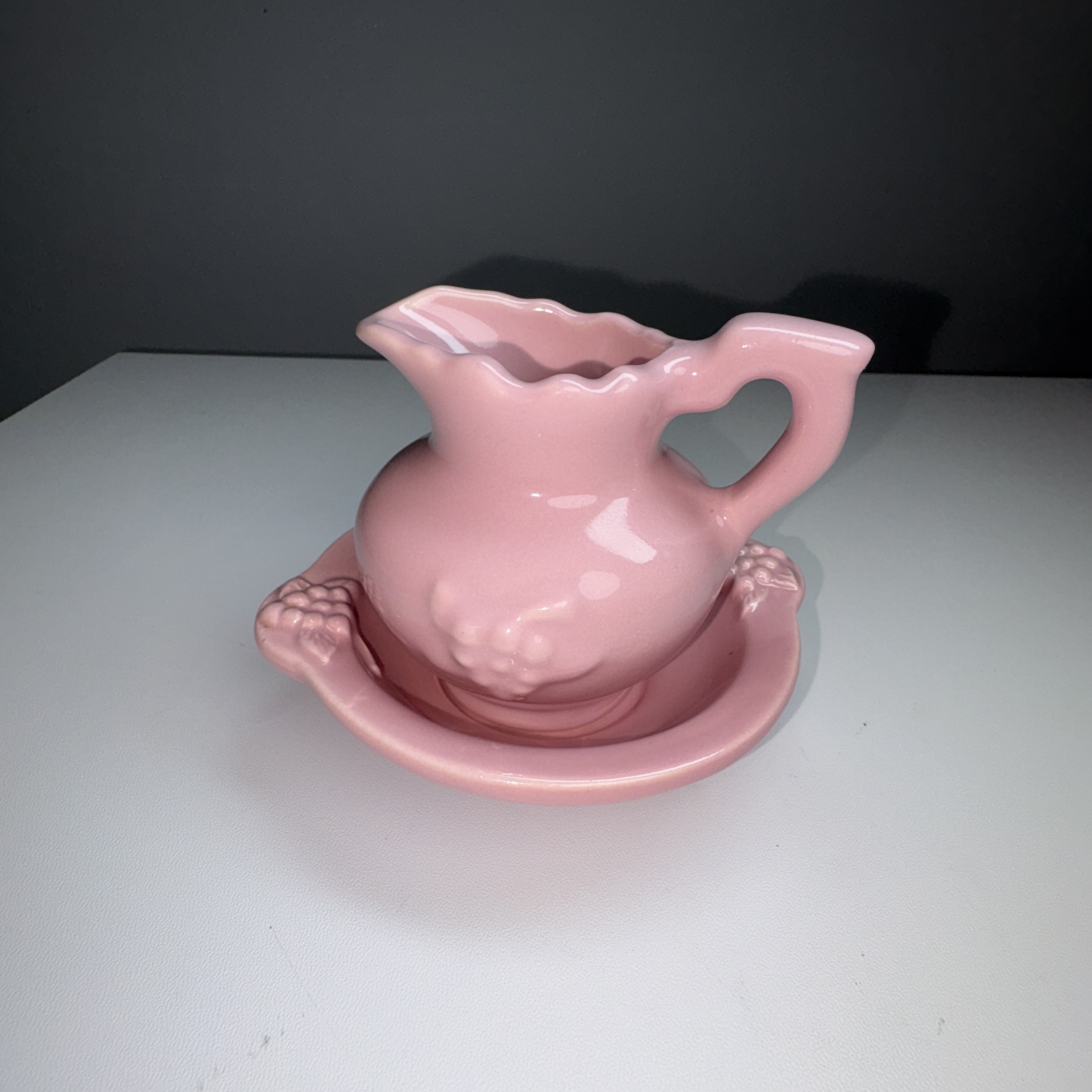 Miniature Pitcher Basin Set Mini Pink Cottagecore Grape Motif Coquette Preppy