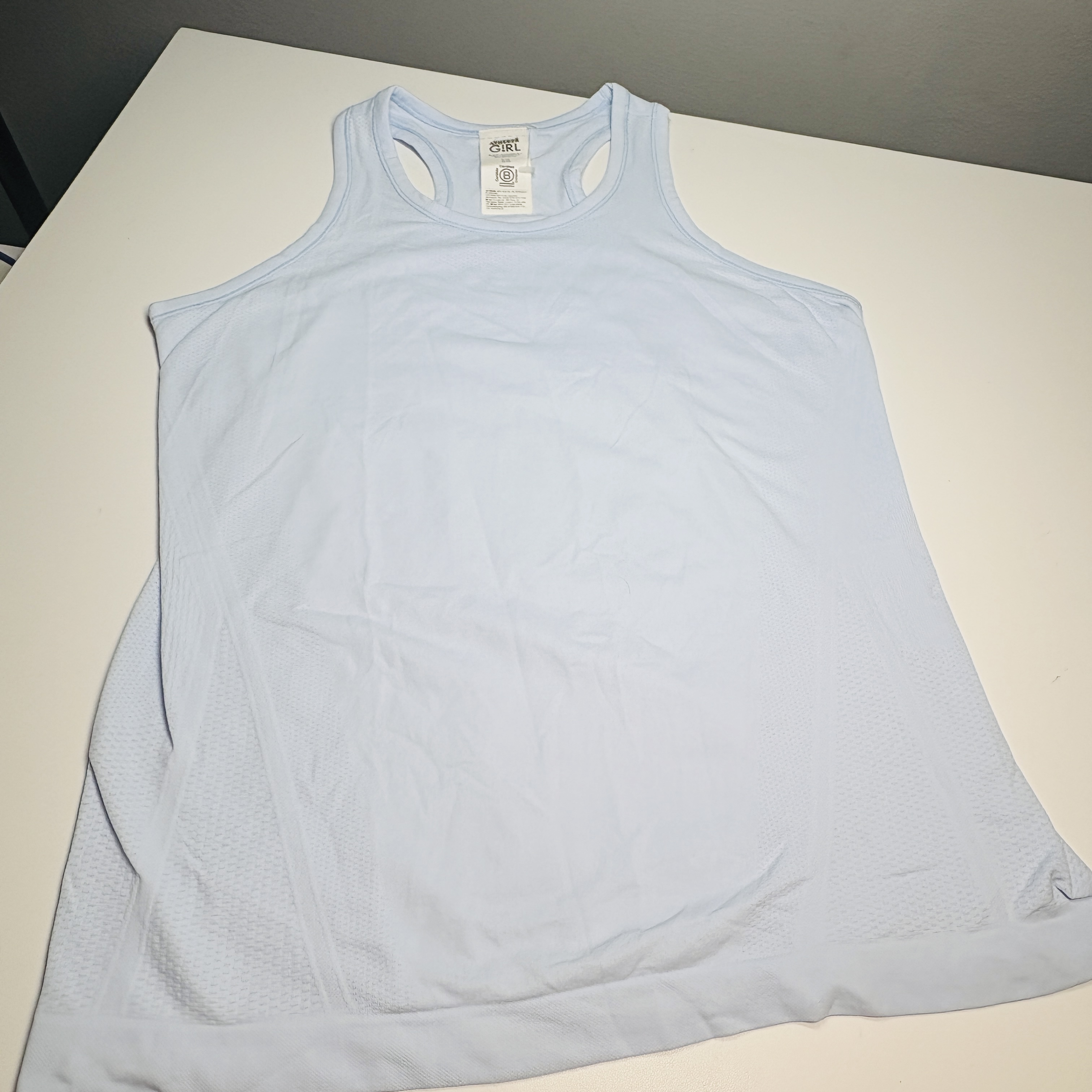 Athleta Racerback Tank Top Girls Size 12 Light Blue Activewear Stretch Sporty