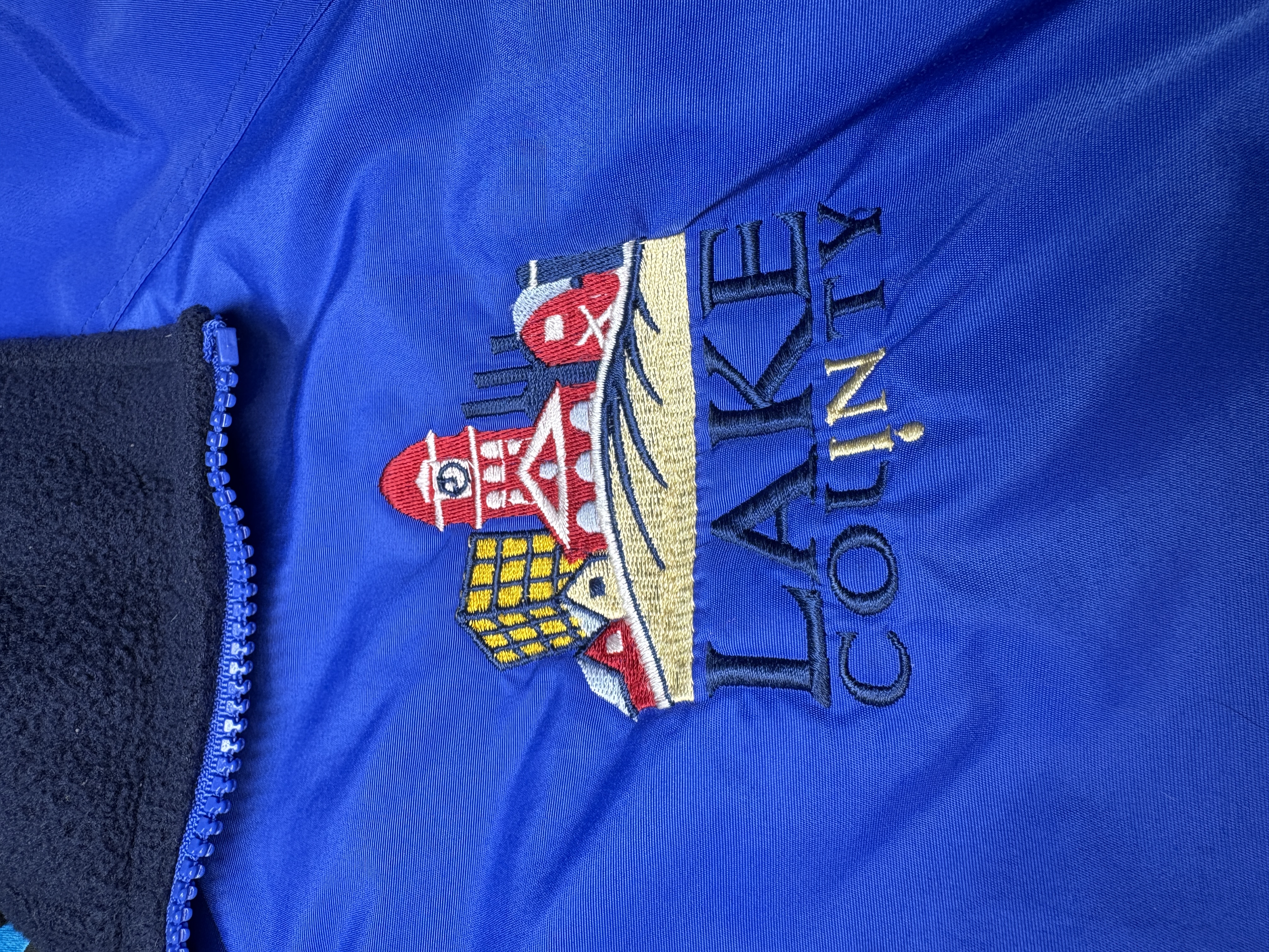 Full-Zip Jacket Mens Size Medium Blue Lake County Embroidered Casual Outerwear