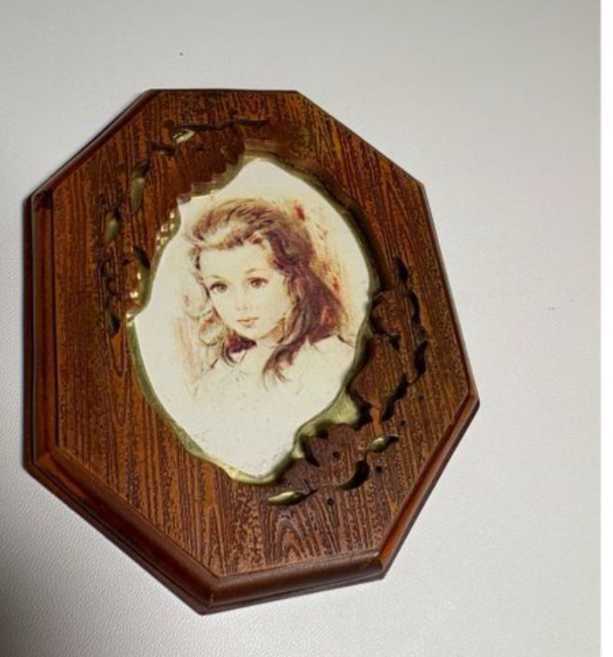 British Registered Design Picture Frame Cut Out Gold Inlay vintage