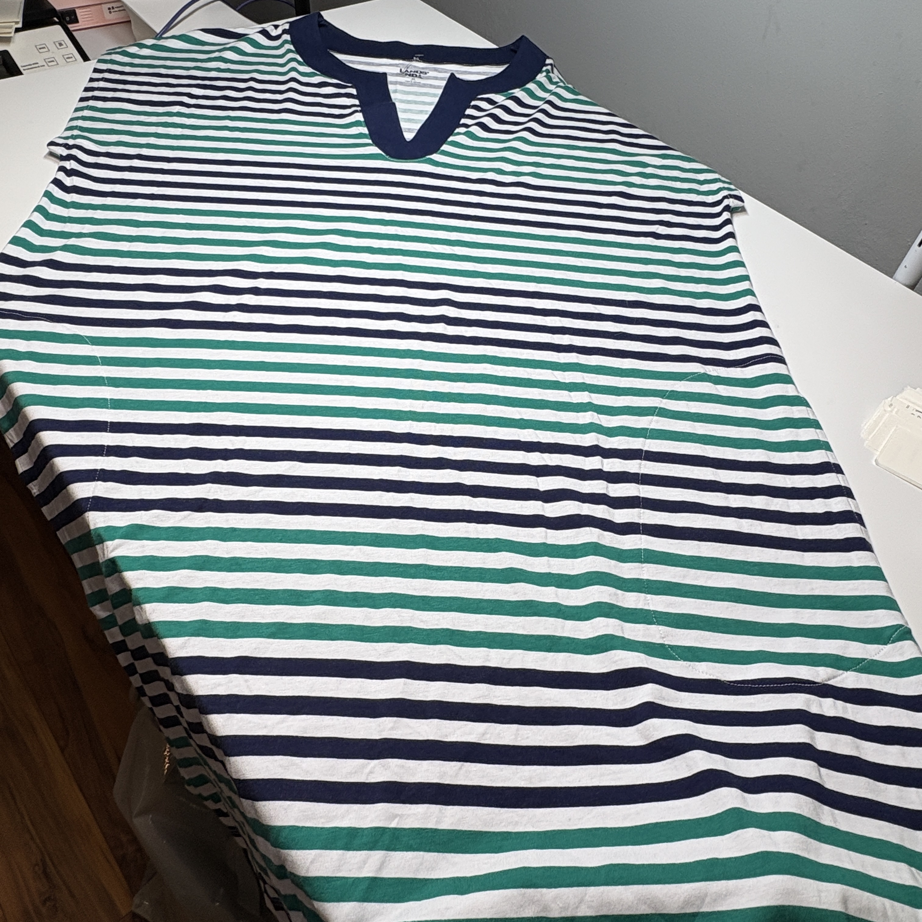 Lands' End Womens M Striped Dress Sleeveless V-Neck Pockets Lightweight