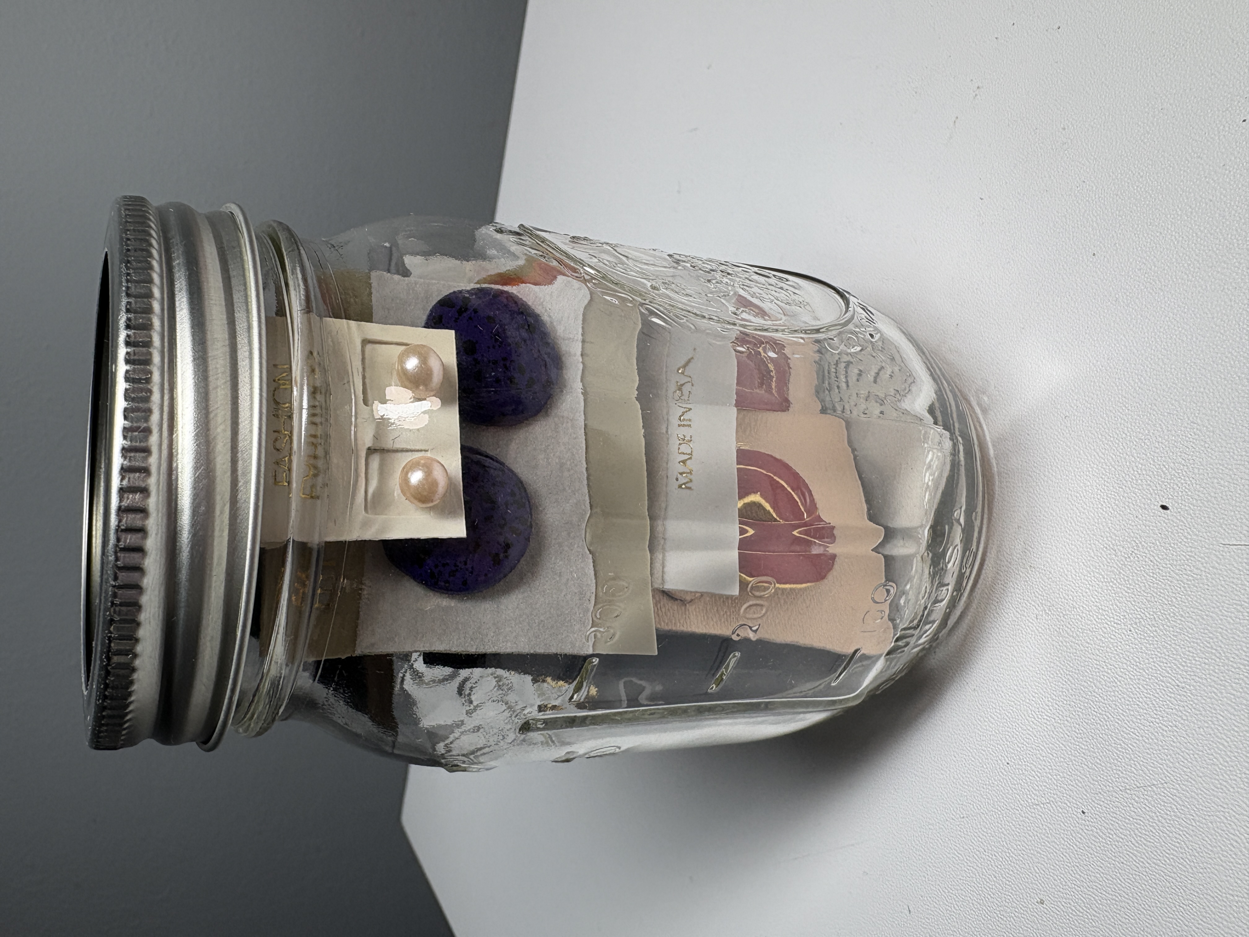 Dead-stock Earring Jar, 90s Inspired Chunky Gold Tone Fun Bright