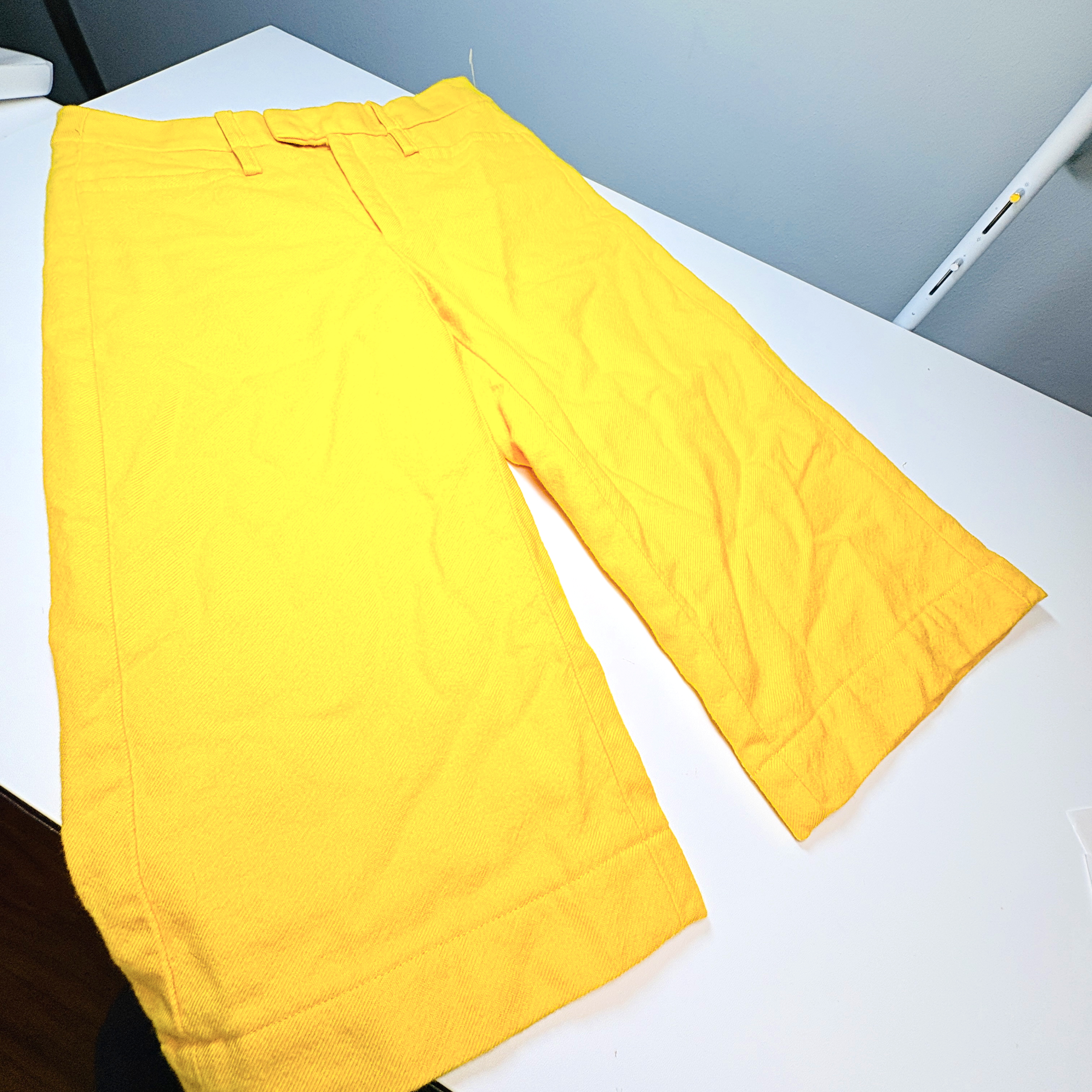 Banana Republic Womens Size 0 Bright Mustard Yellow Wide Leg Wool Cropped Pants