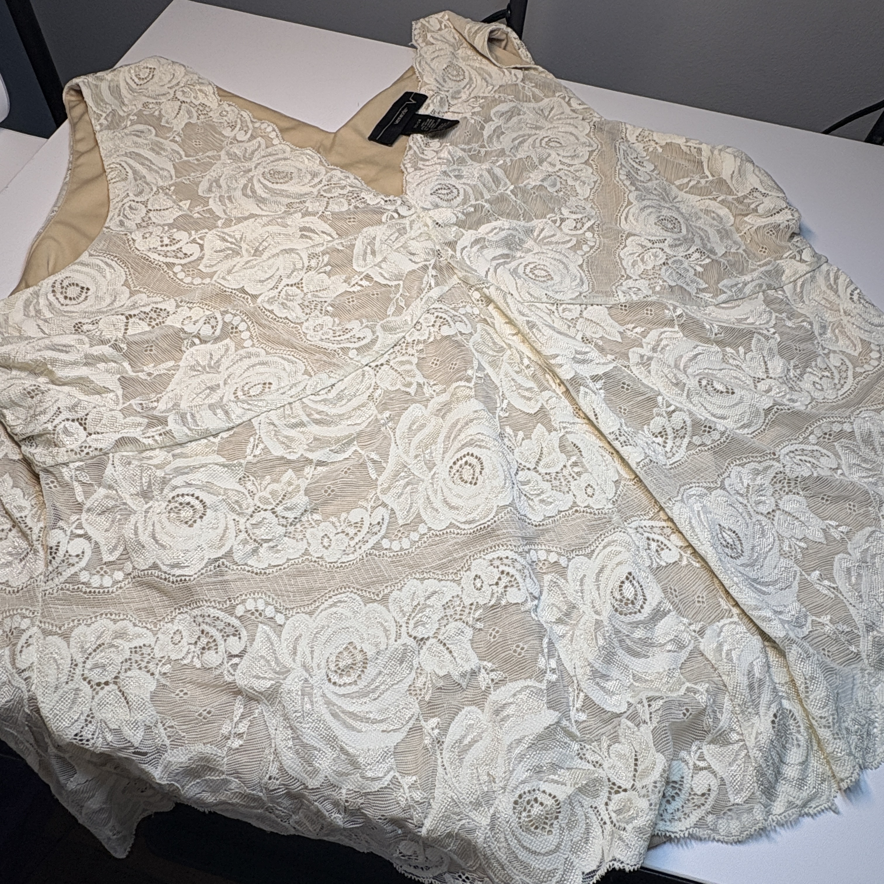 Venezia Plus Size 22/24 Ivory Lace Sleeveless Top