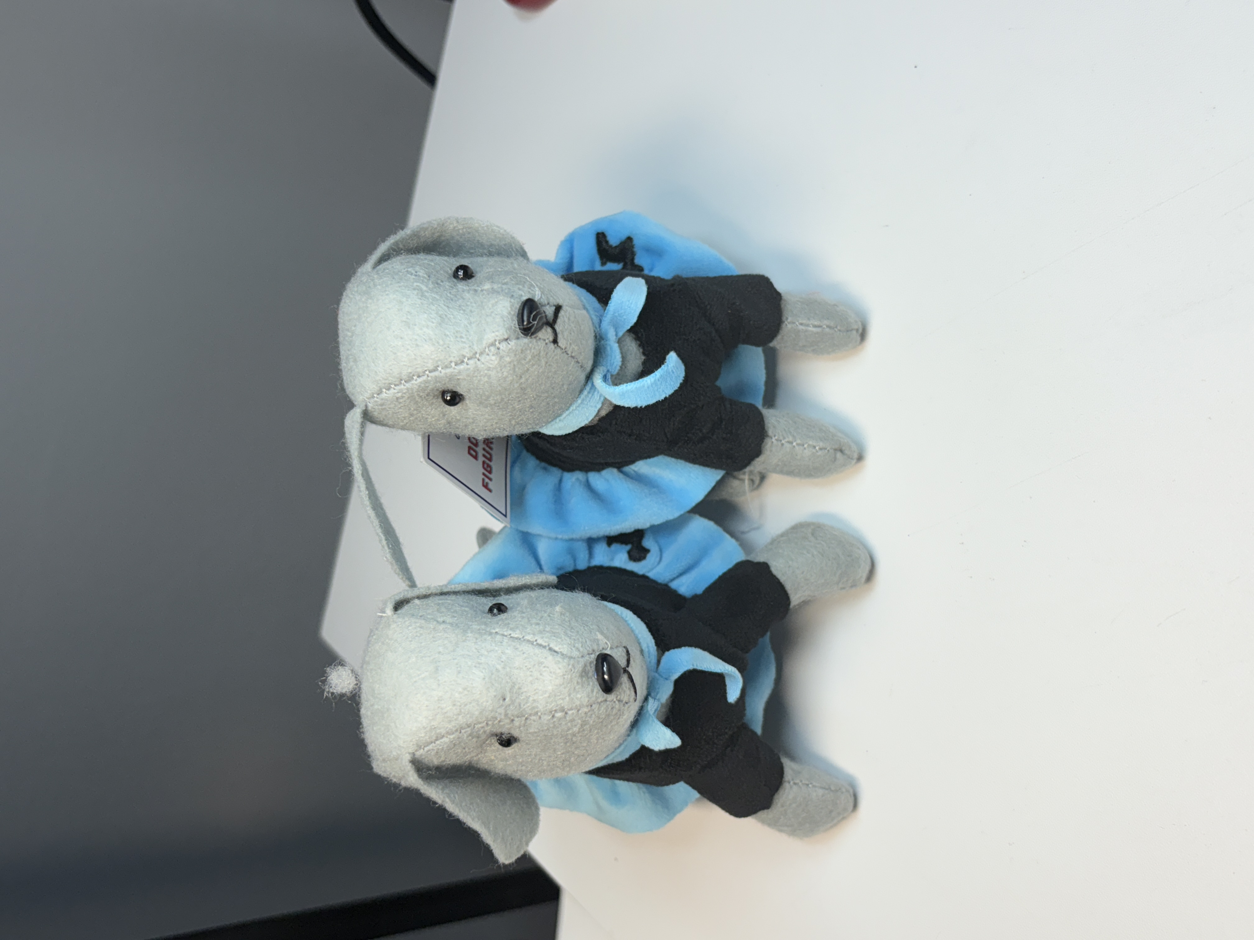 Pair of Plush Dog Figurines – Blue Skirt Outfits