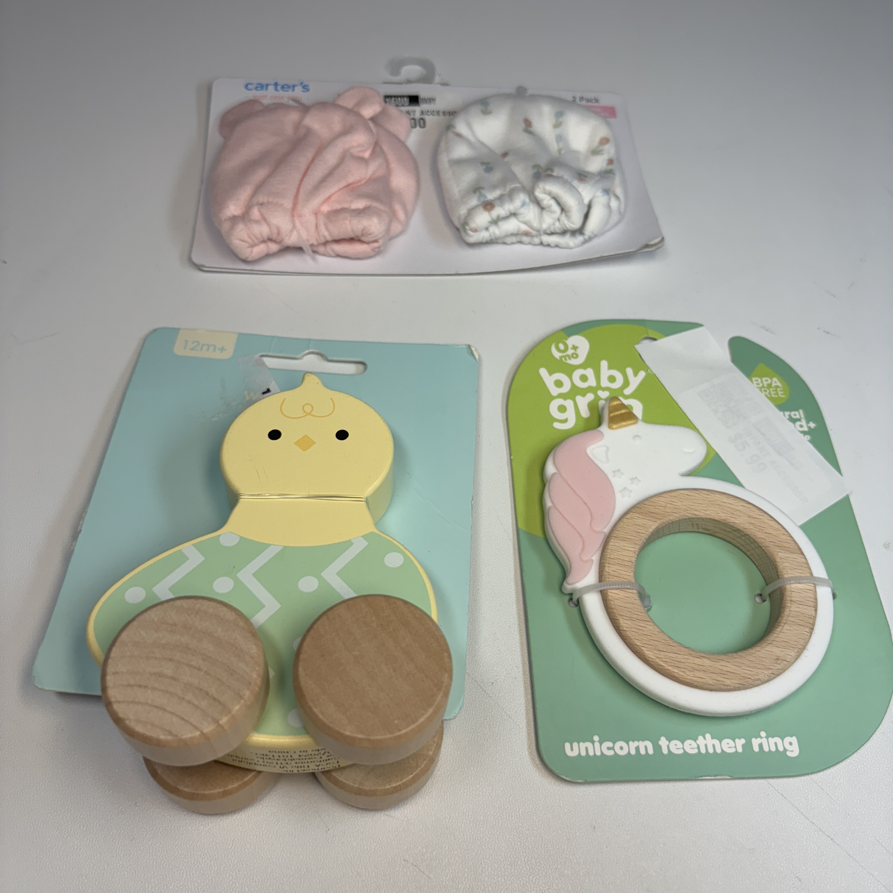 Baby Bundle Lot – Teether, Wooden Toy, Mittens – New
