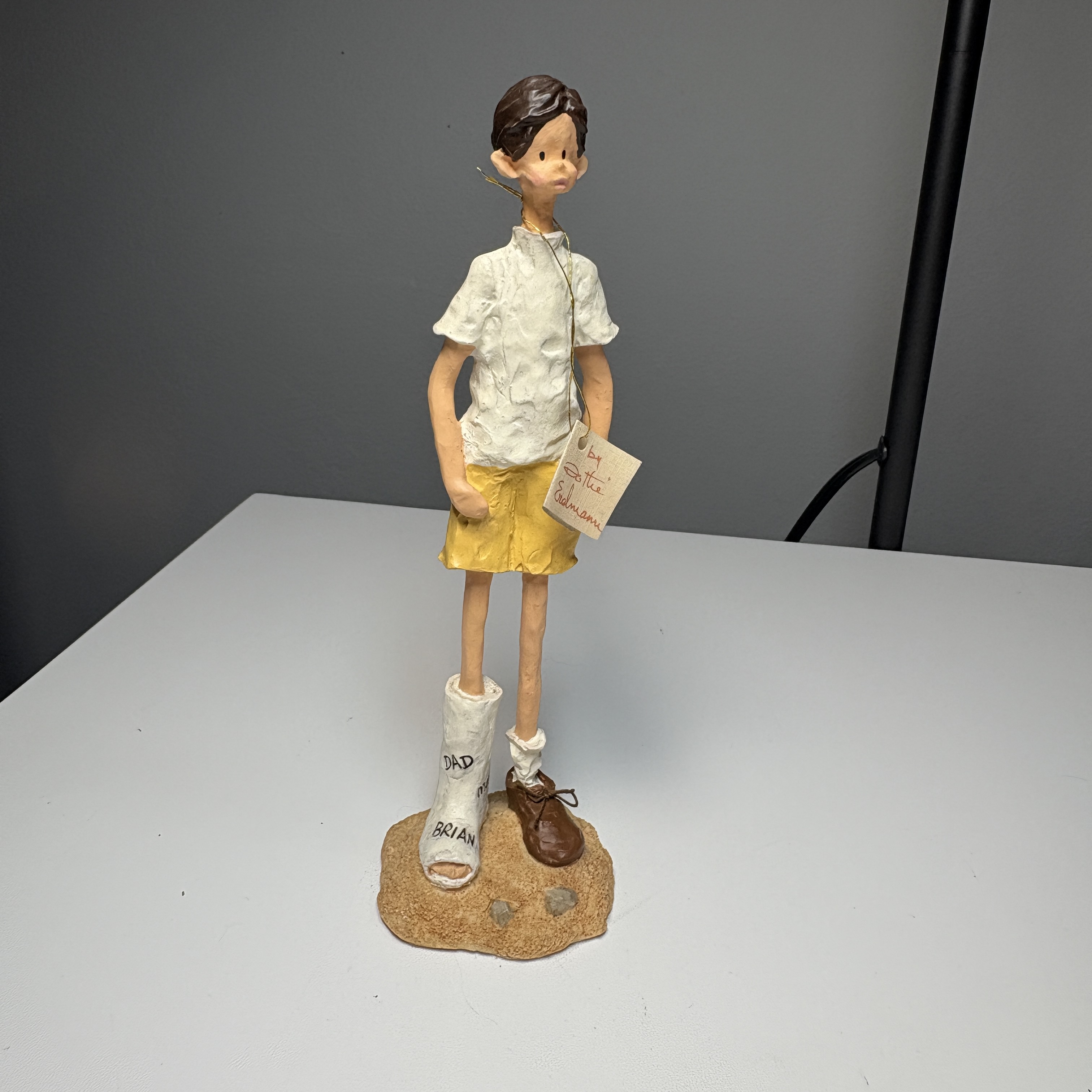 Boy w/Leg Cast Figurine "Dare Devil" by Dottie Erdmann #2176