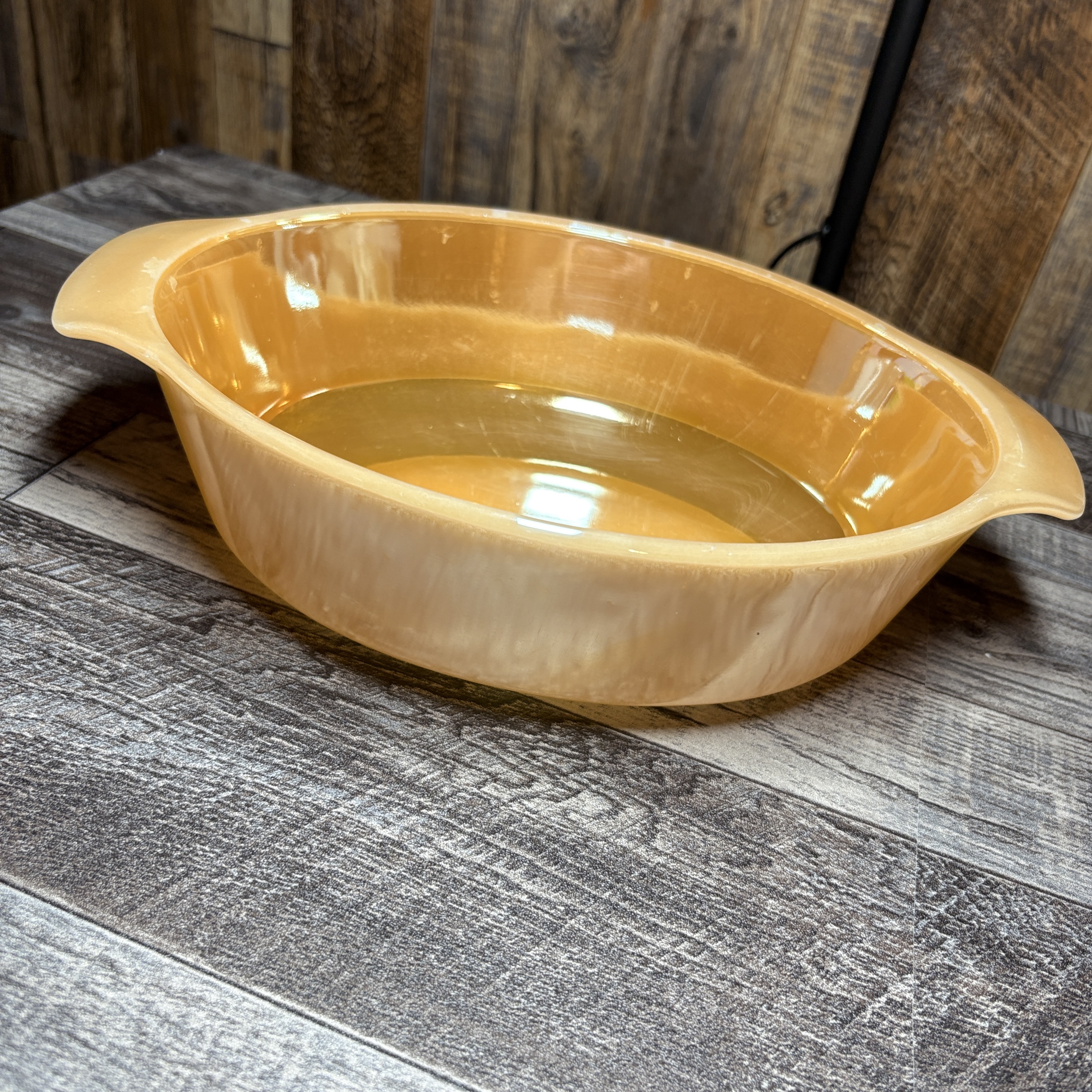 Vintage Fire-King Peach Lustreware Baking Set