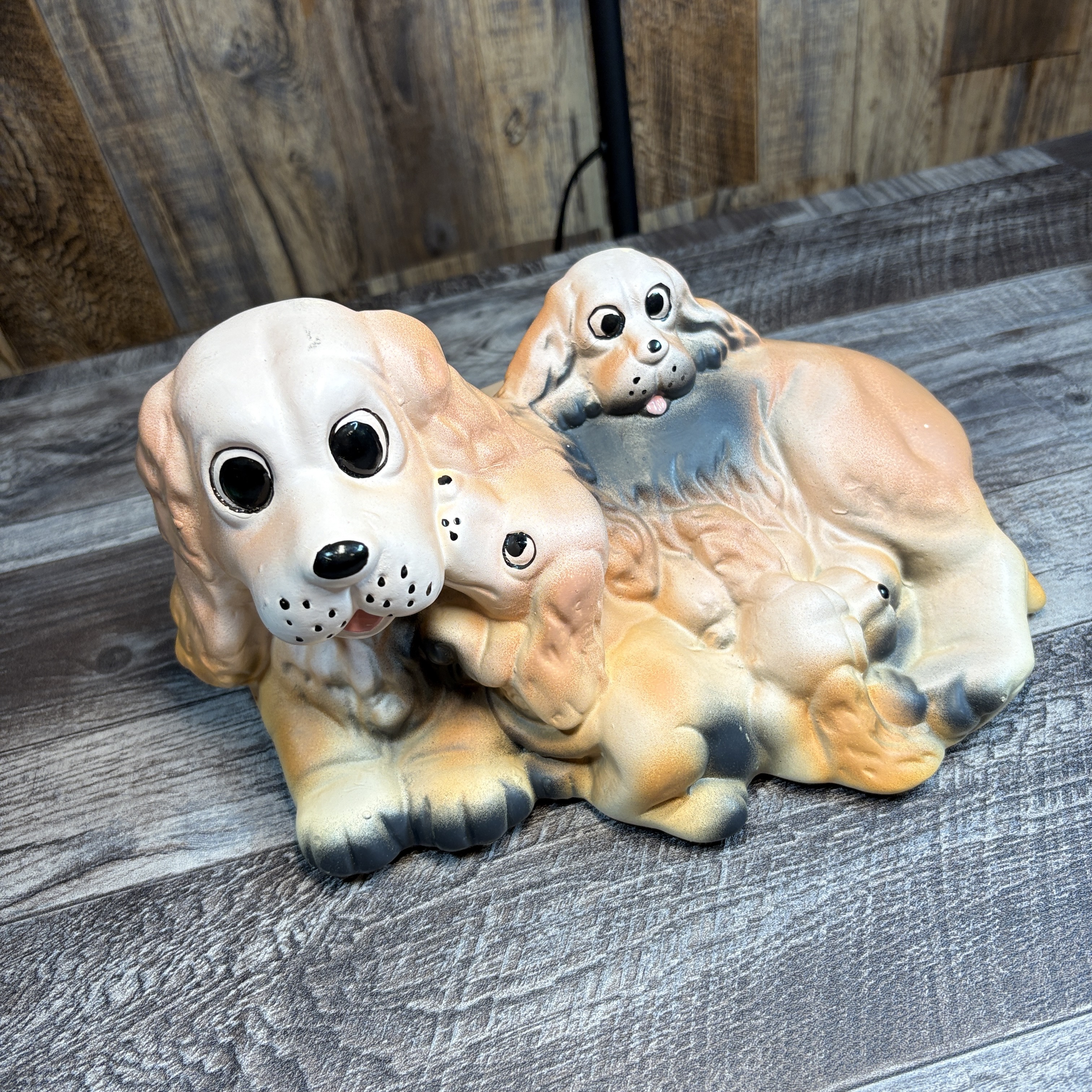 Vintage Ceramic Cocker Spaniel Dog Family Figurine
