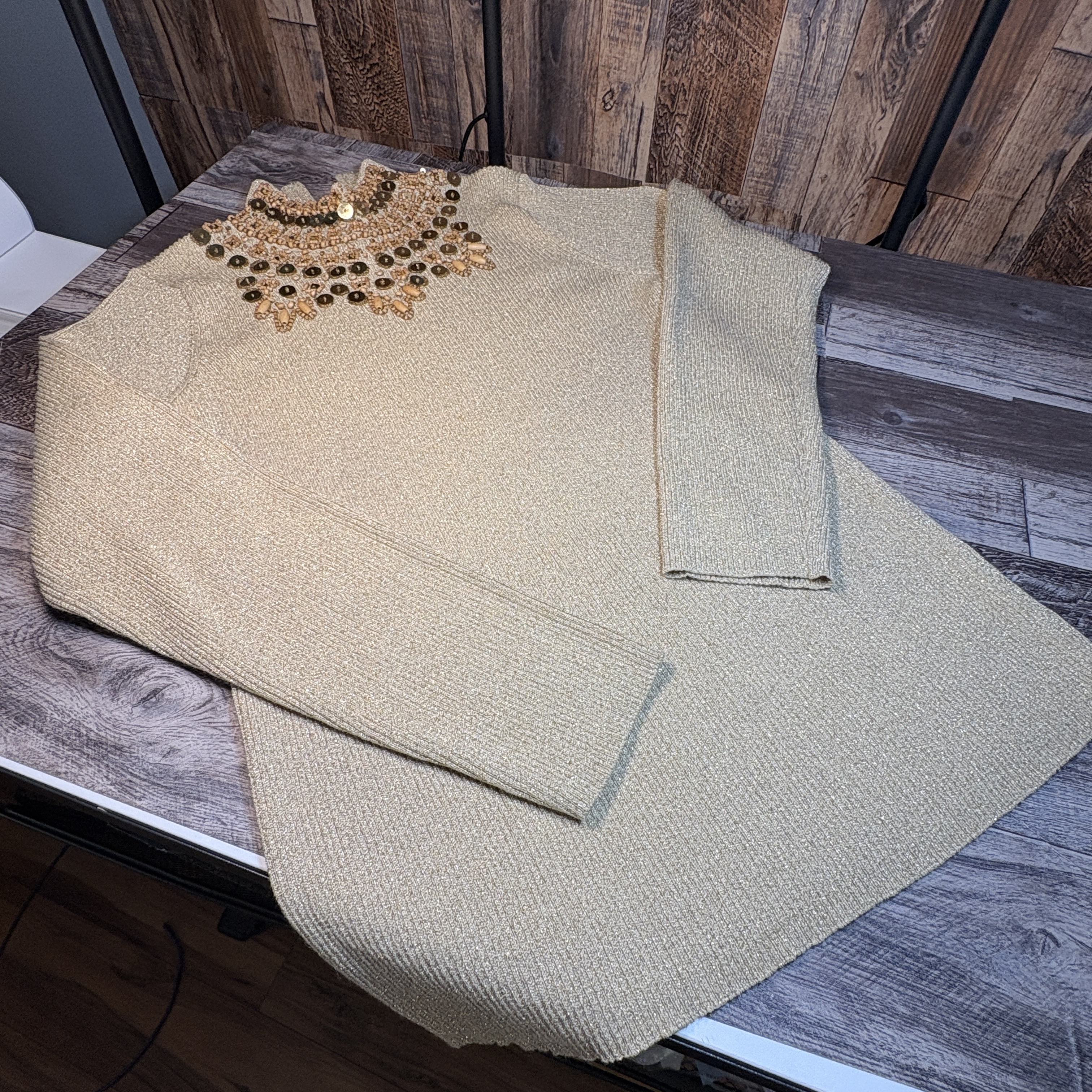 Vintage gold glam beaded and sequins sweater