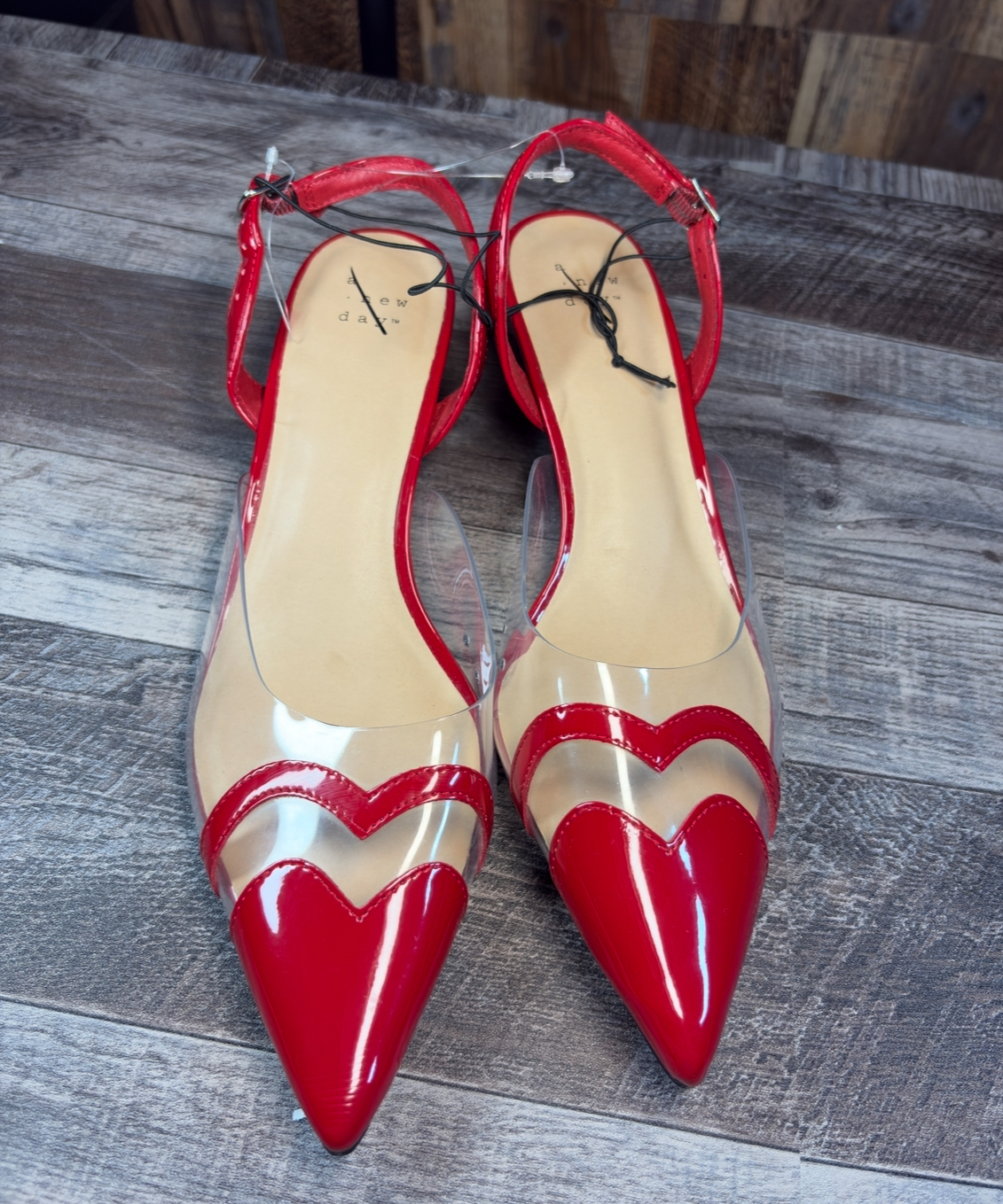 A New Day Red Heart Pointed-Toe Flats | Women’s Size 8