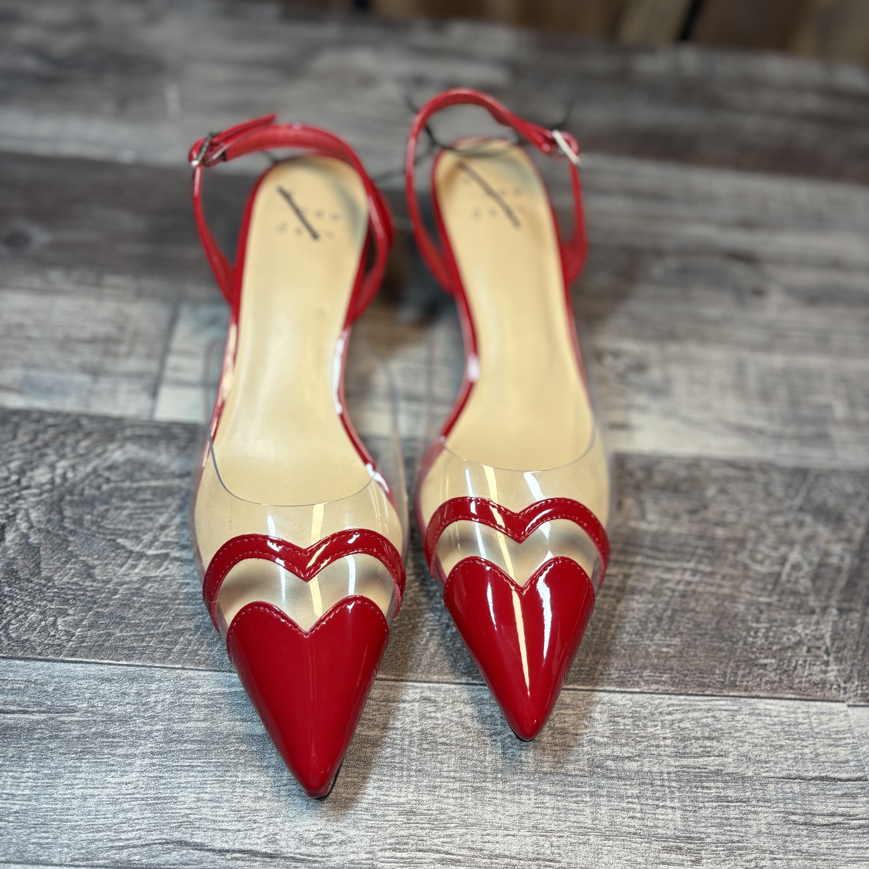 Red Heart Pointed Toe Clear PVC Heels • Size 7 • Target