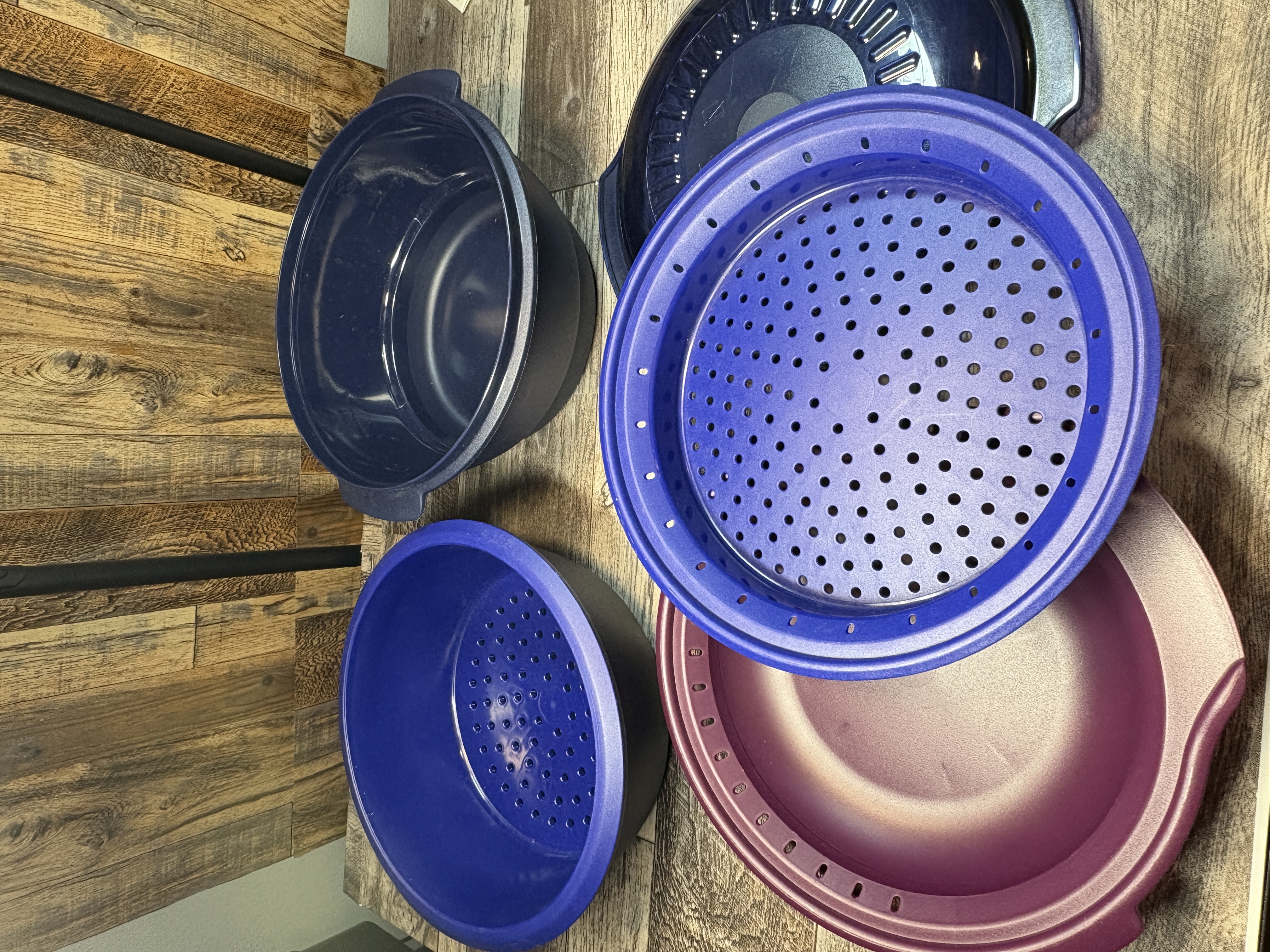 TupperWave Stack Steamer Cooker Microwave Blue /  Purple 5-piece