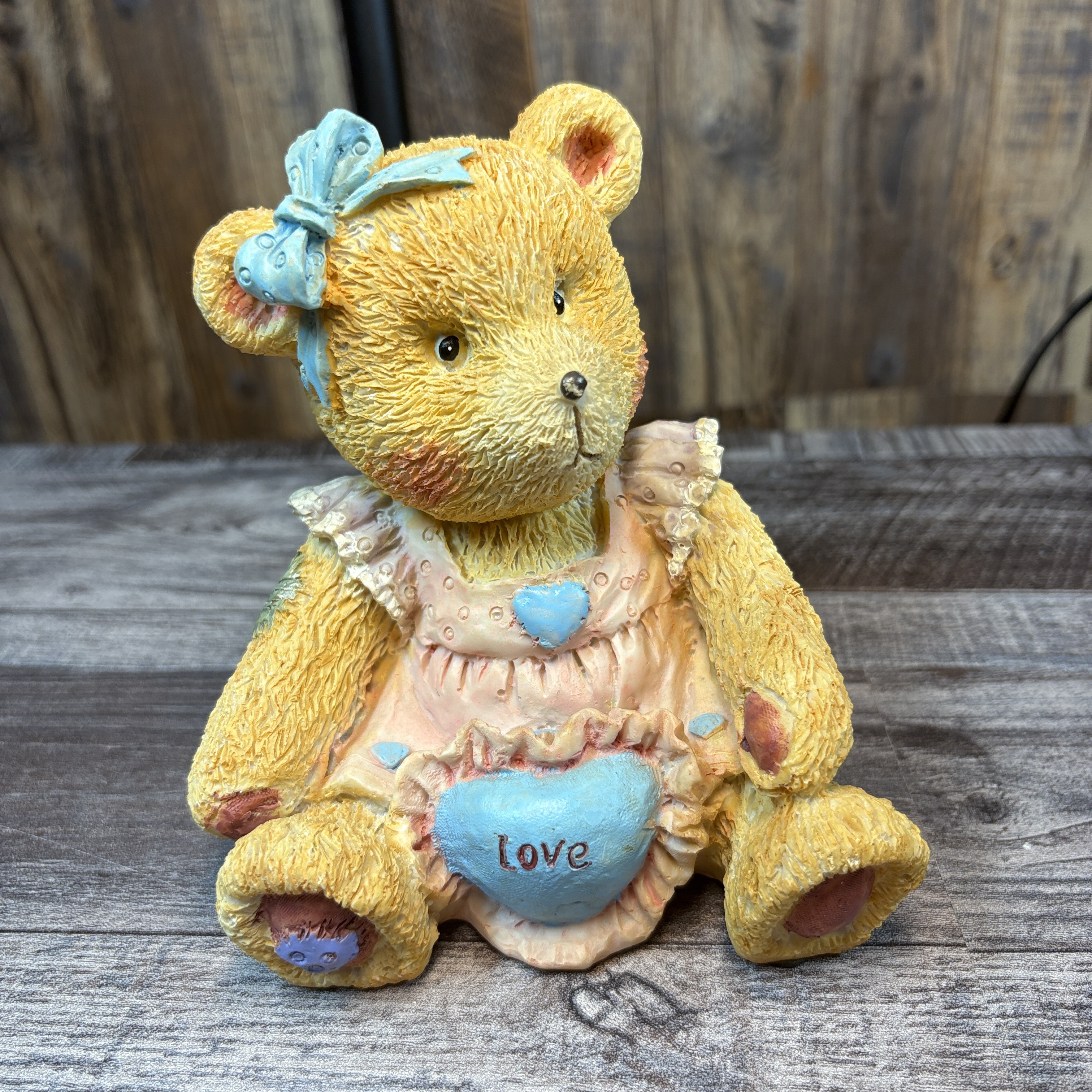 Vintage Teddy Bear Piggy Bank Girl bear Love Pillow,  ~ Resin