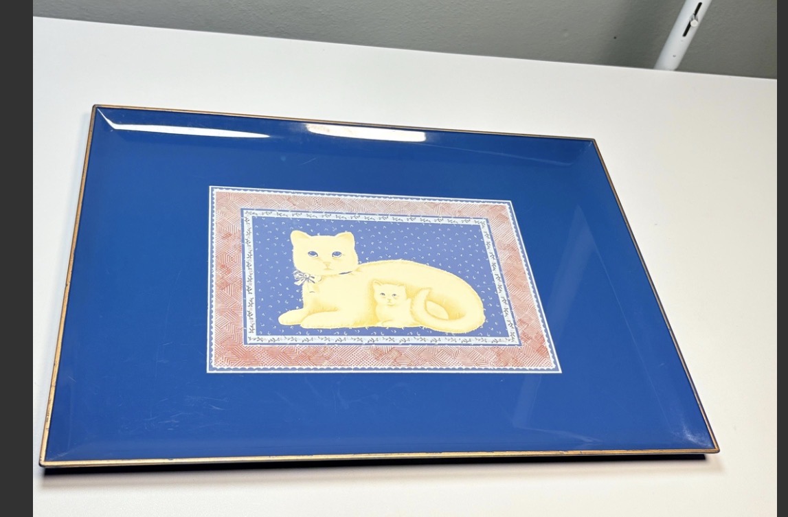 Vintage Otagiri Cat Lacquerware Tray: Elizabeth King Brownd Design