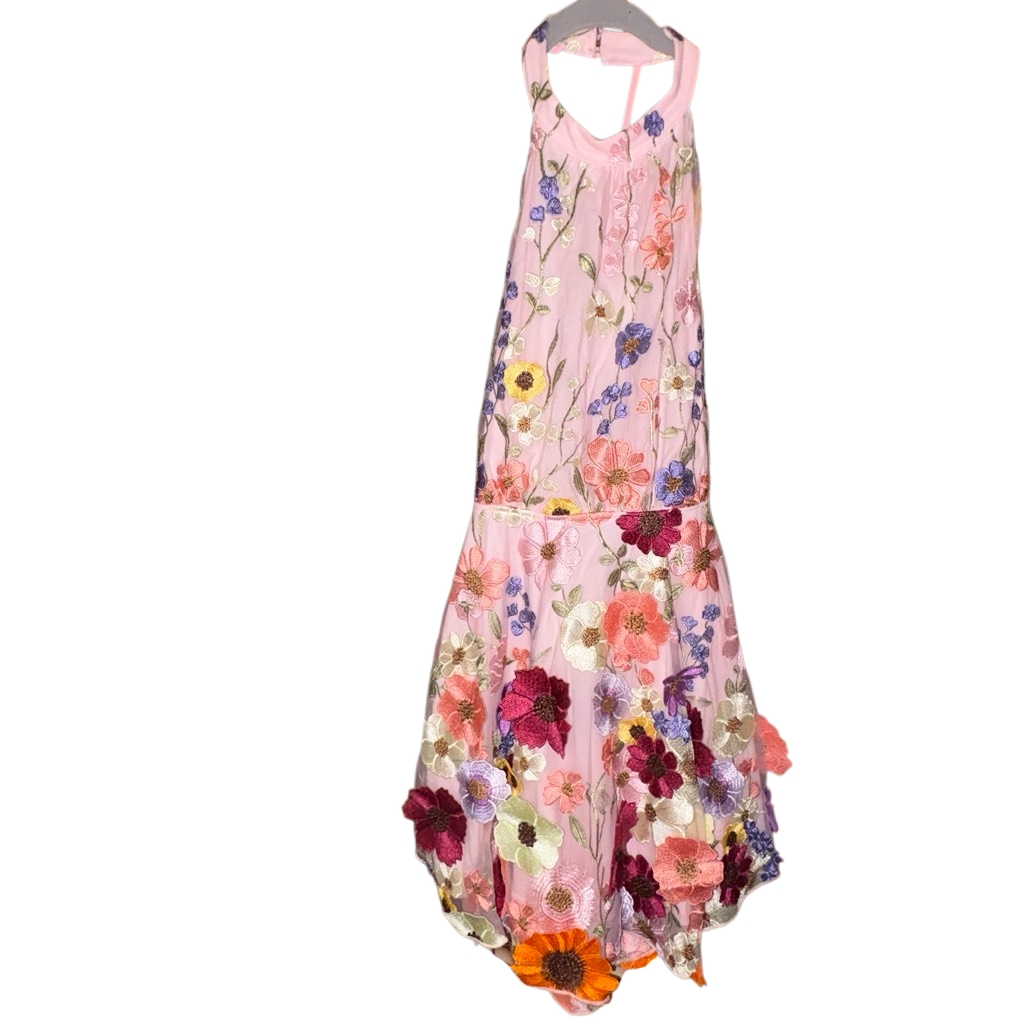 Lulus Pink Floral Embroidered Dress – Size M