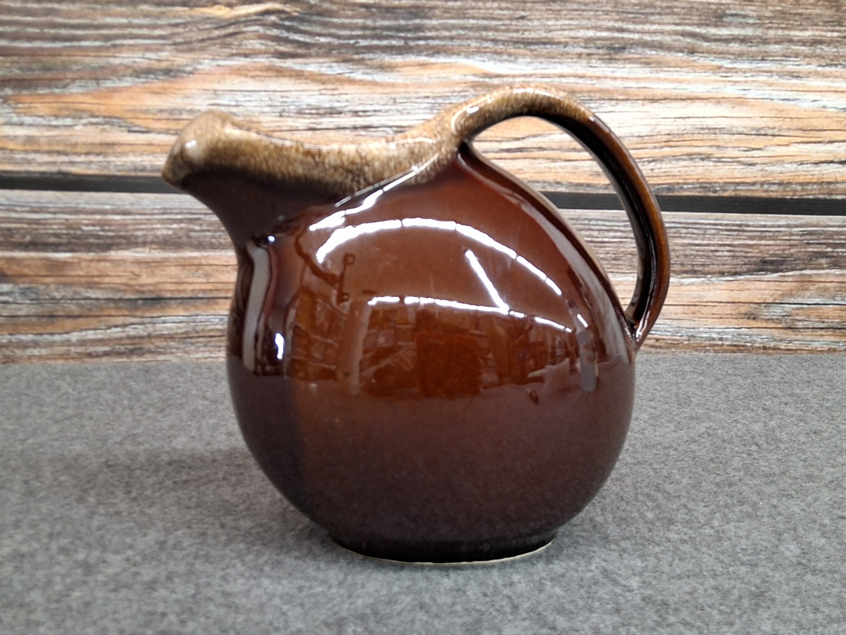 Vintage Coon Creek USA Brown Drip Glaze Ball Pitcher