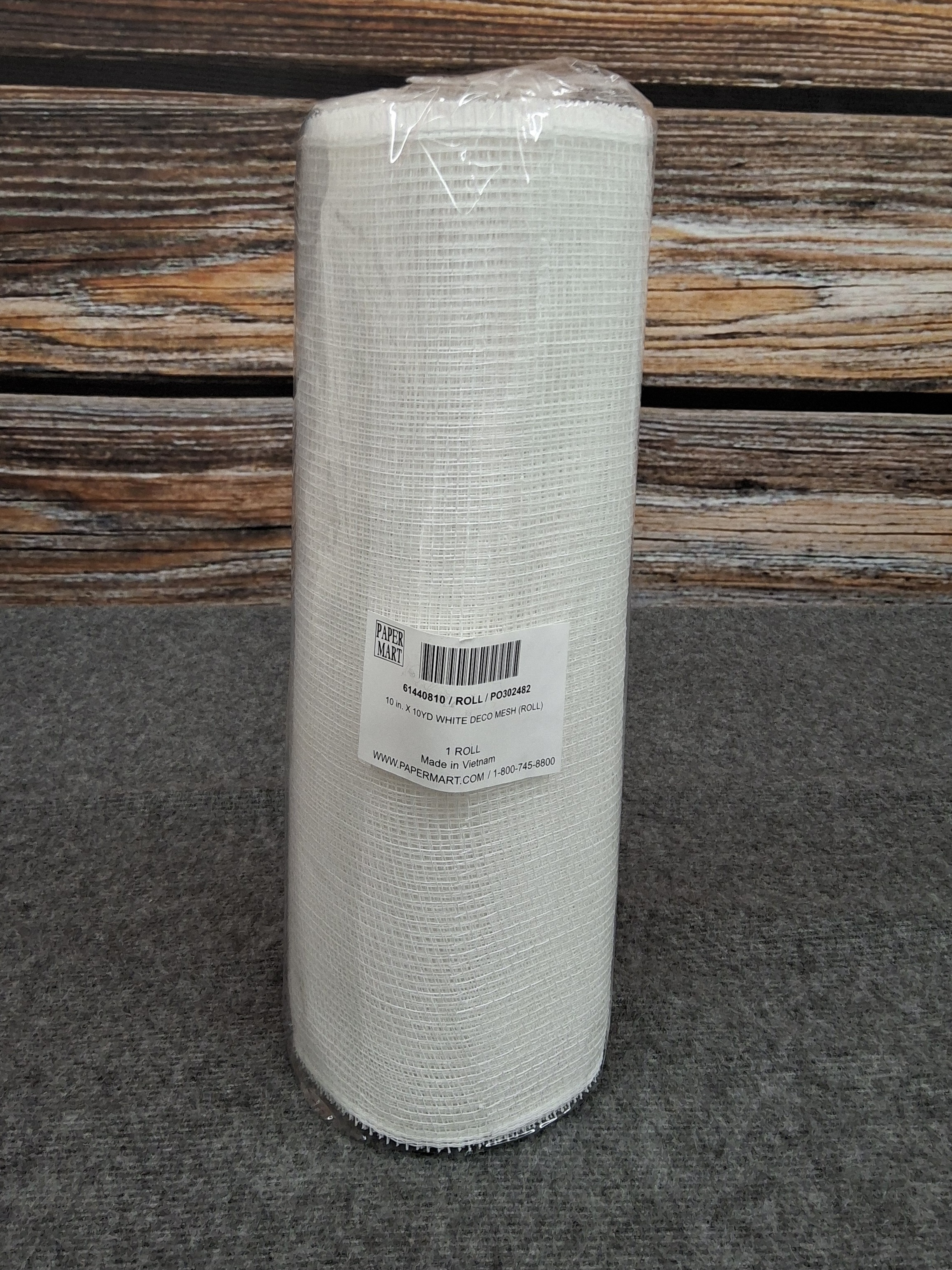 Paper Mart White Deco Mesh Roll 10"x10yd