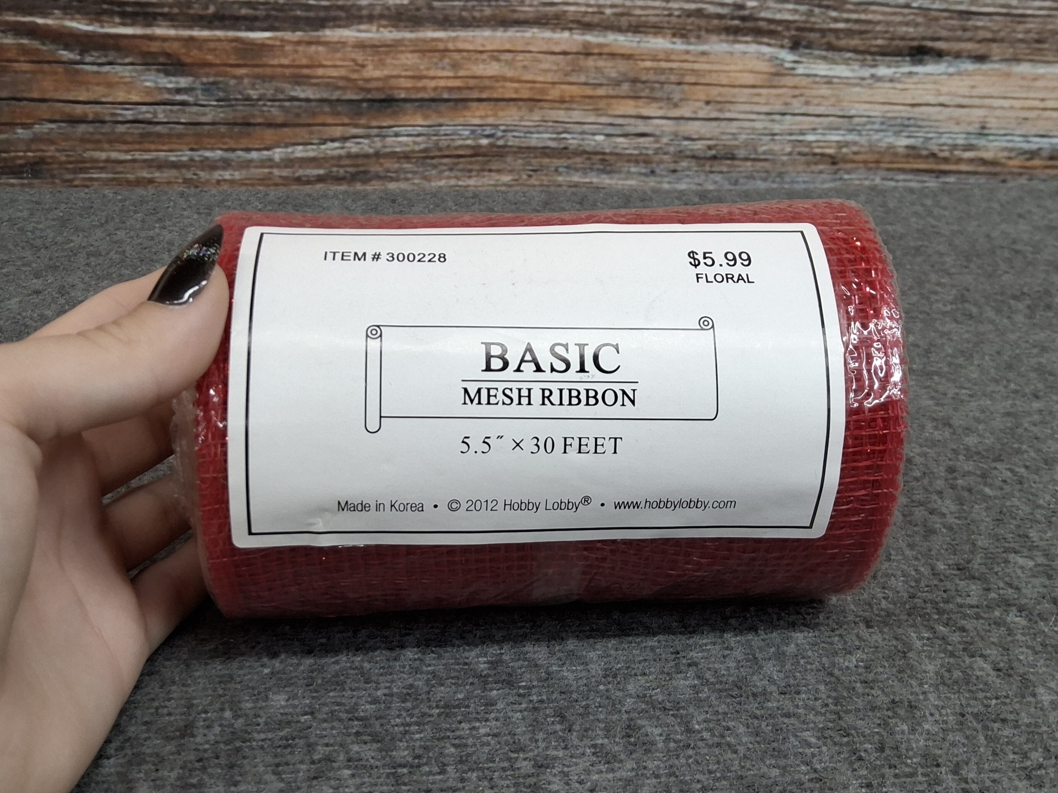 Hobby Lobby Basic Red Mesh Ribbon 5.5"x30ft