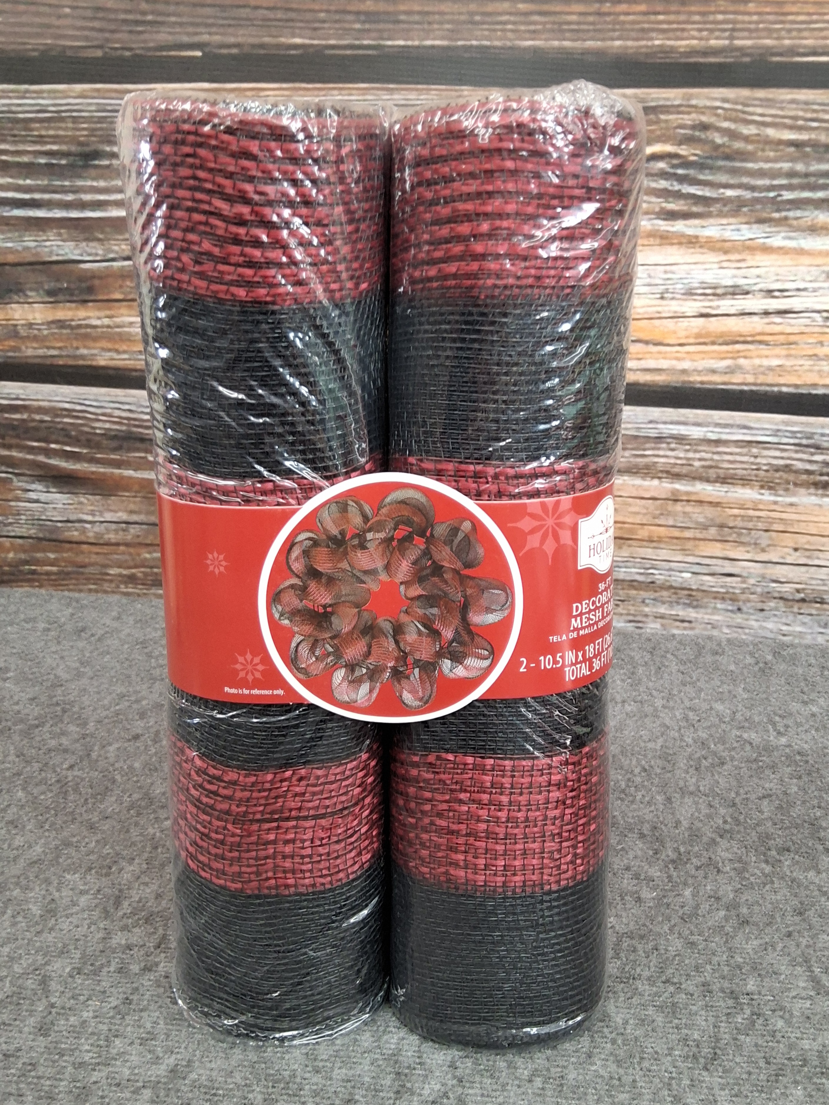 Holiday Time Red & Black Decorative Mesh Fabric 10.5"x18ft (2 Rolls)