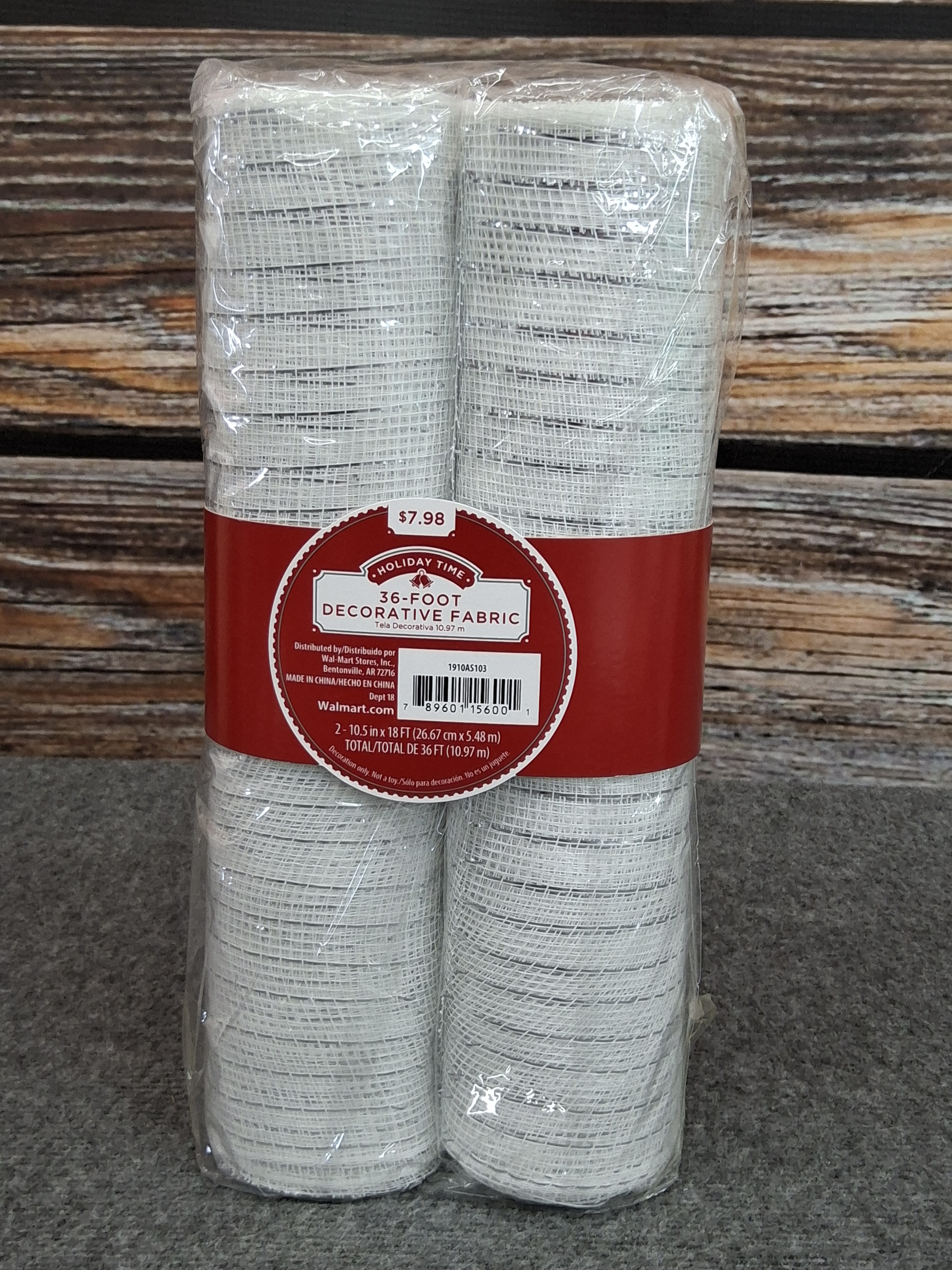 Holiday Time White Decorative Mesh Fabric 10.5"x18ft (2 Rolls)