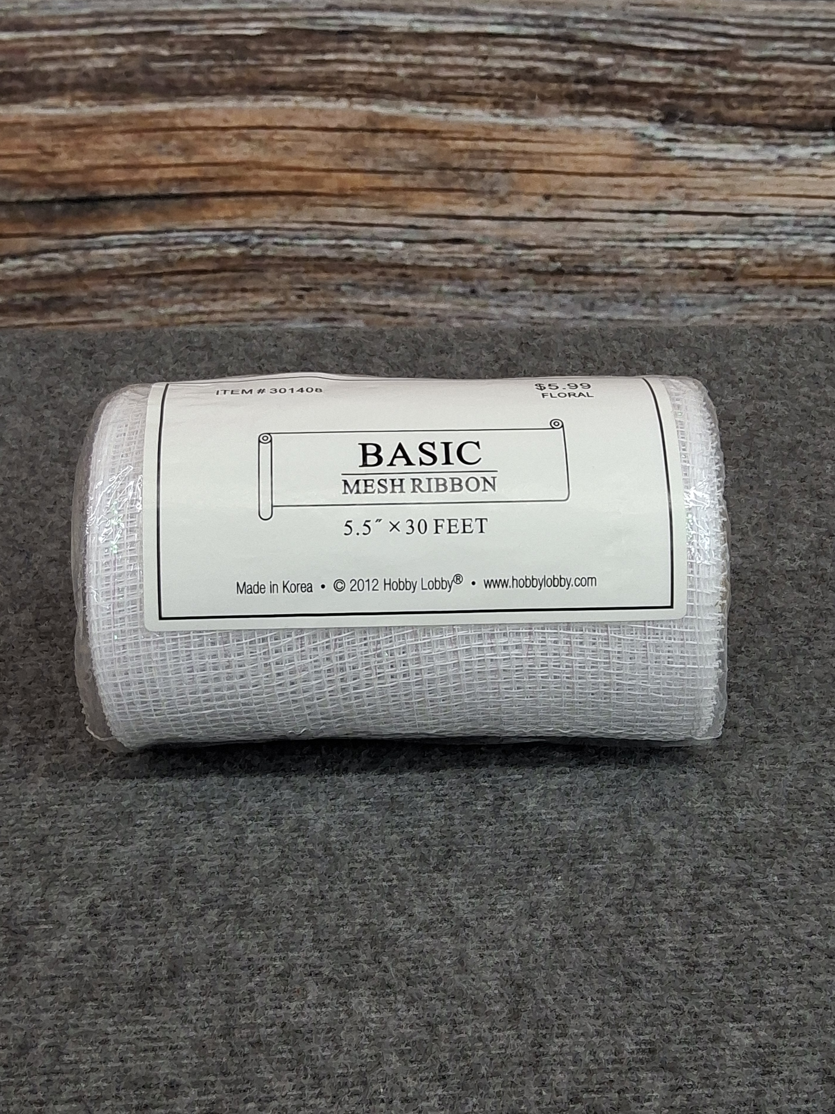Hobby Lobby Basic White Mesh Ribbon 5.5"x30ft