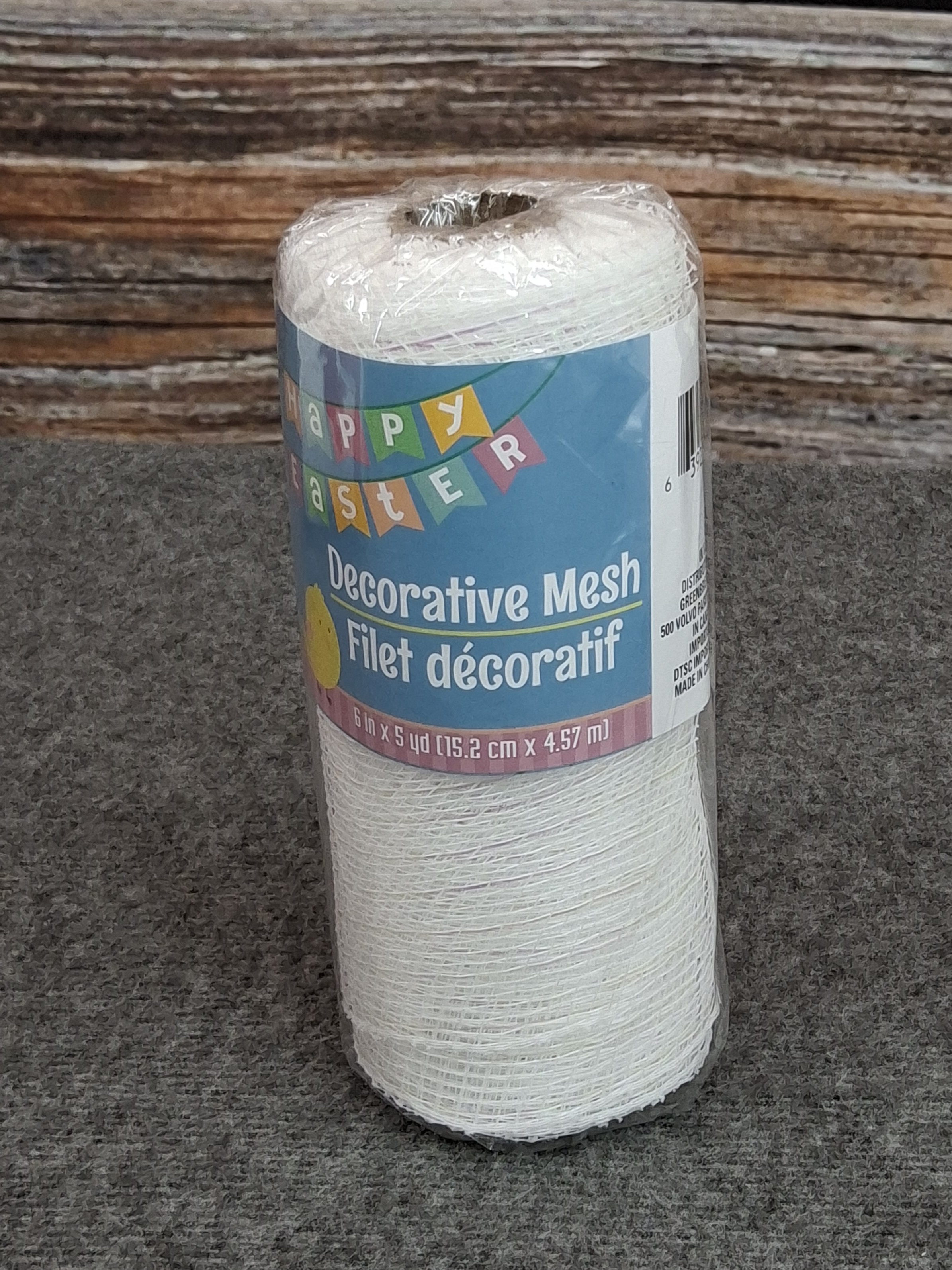 Happy Easter White Decorative Mesh Roll 6"x5yd