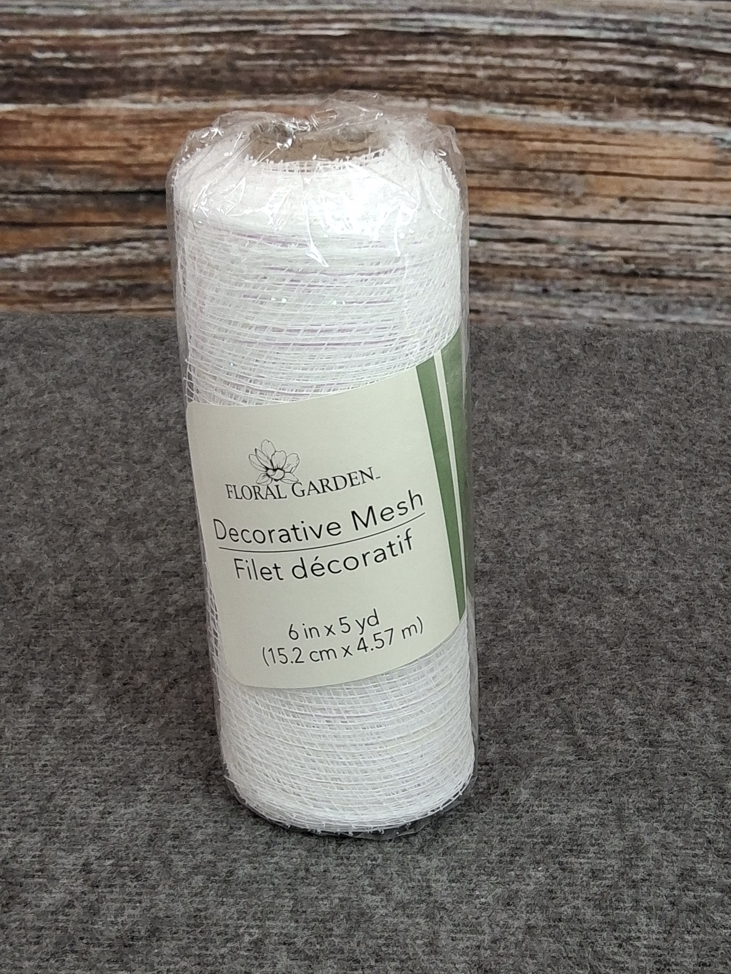 Floral Garden White Decorative Mesh Roll 6" x 5yd