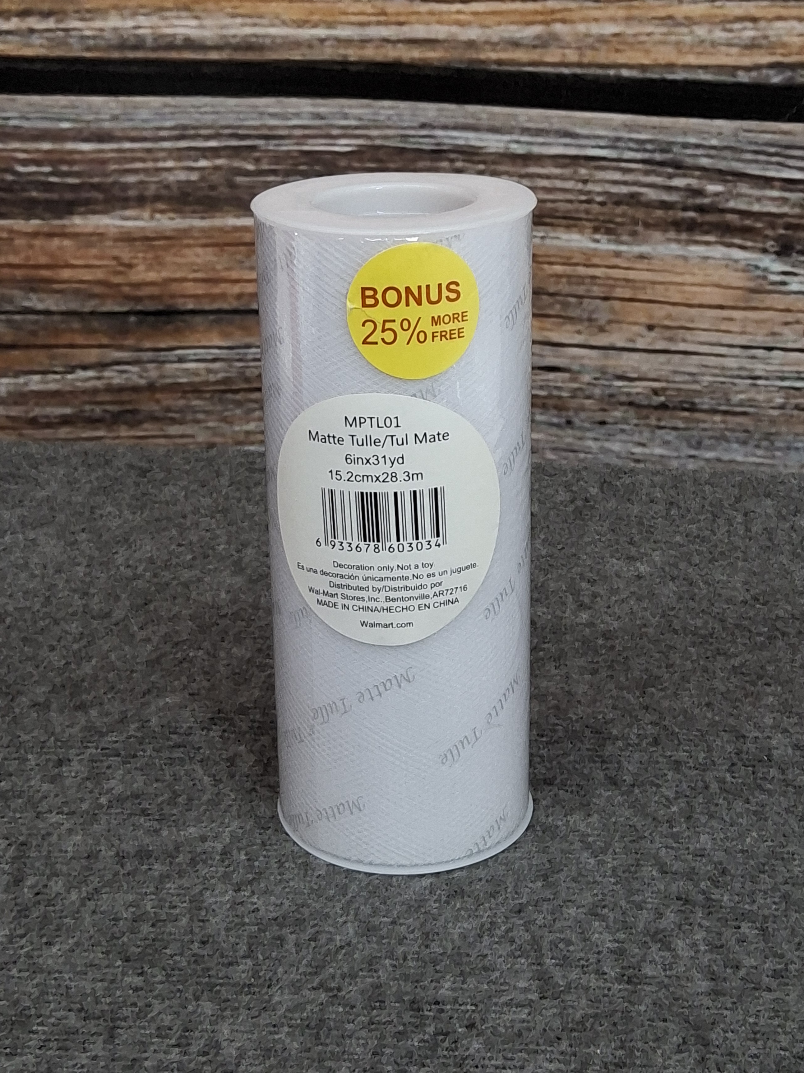 Matte White Tulle Fabric Roll 6" x 31yd (Bonus Size)