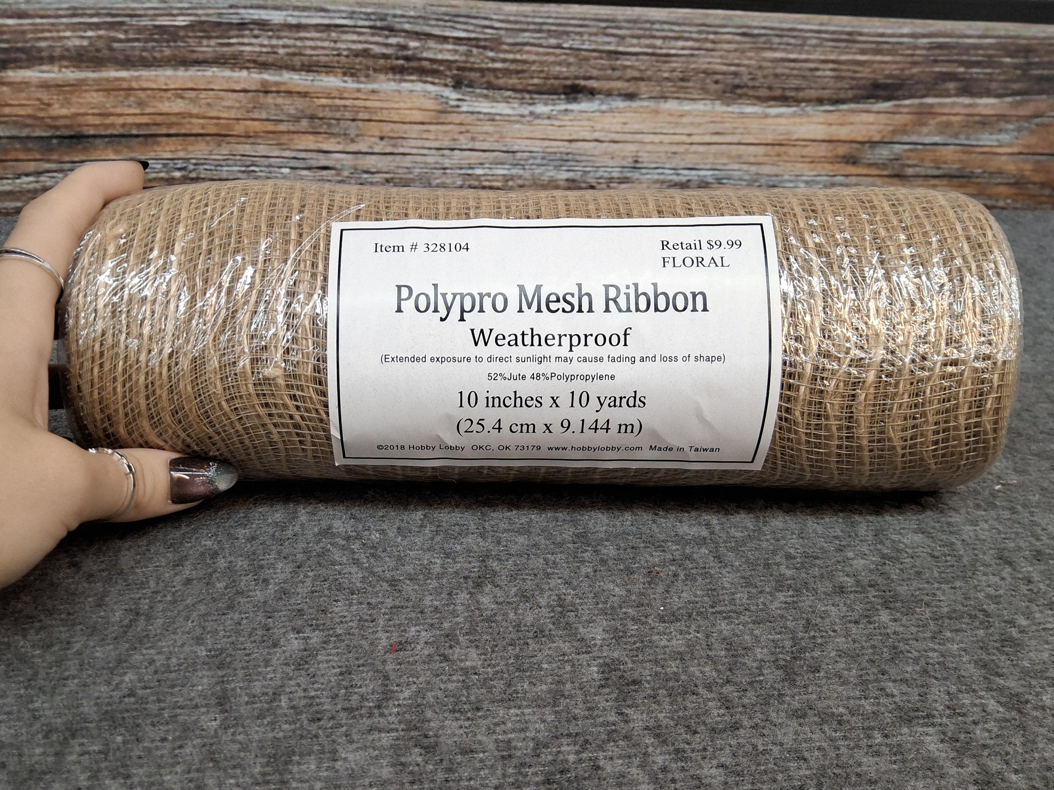 Hobby Lobby Polypro Mesh Ribbon Weatherproof 10" x 10yd