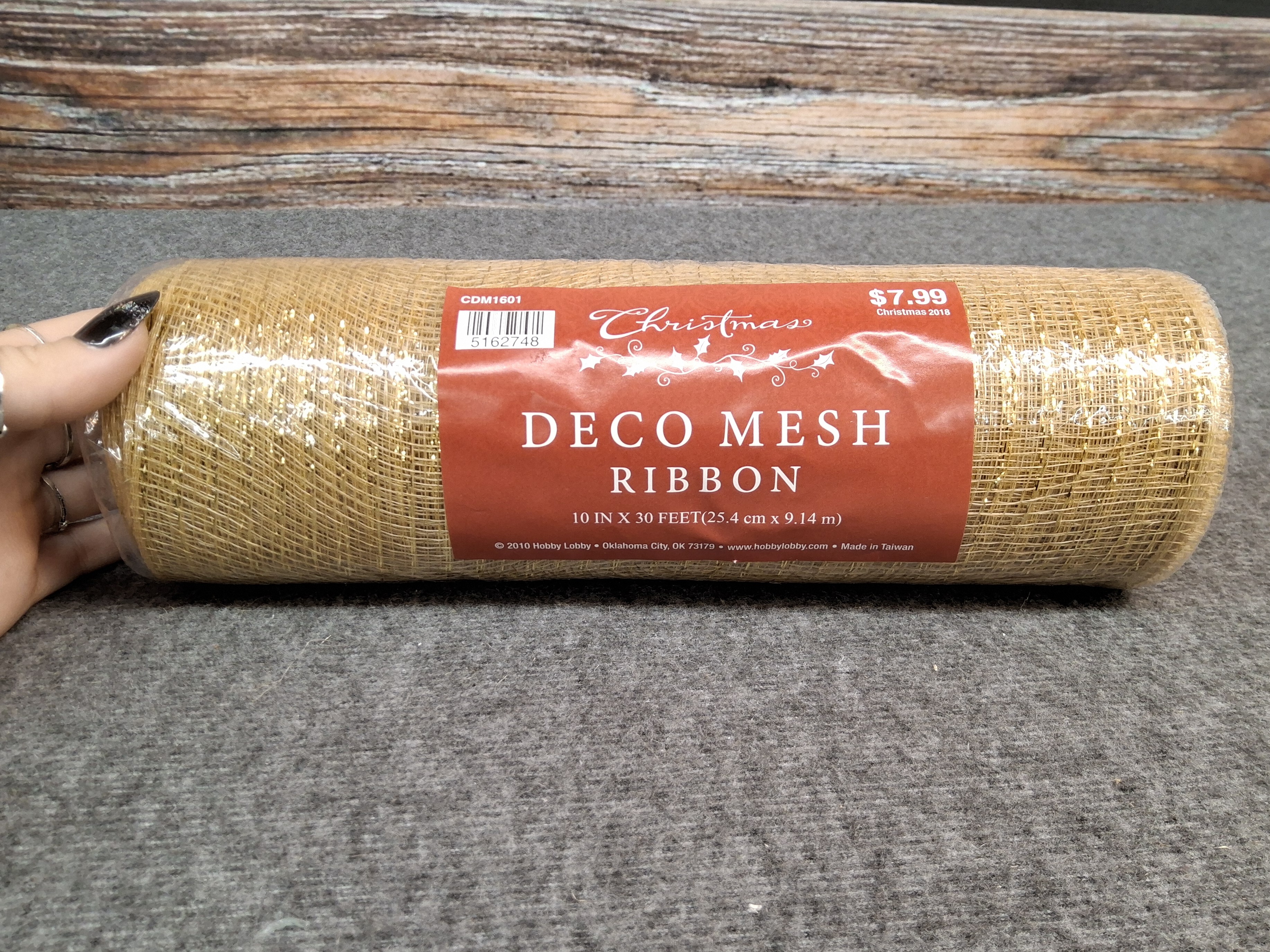 Hobby Lobby Deco Mesh Ribbon Gold 10" x 30ft