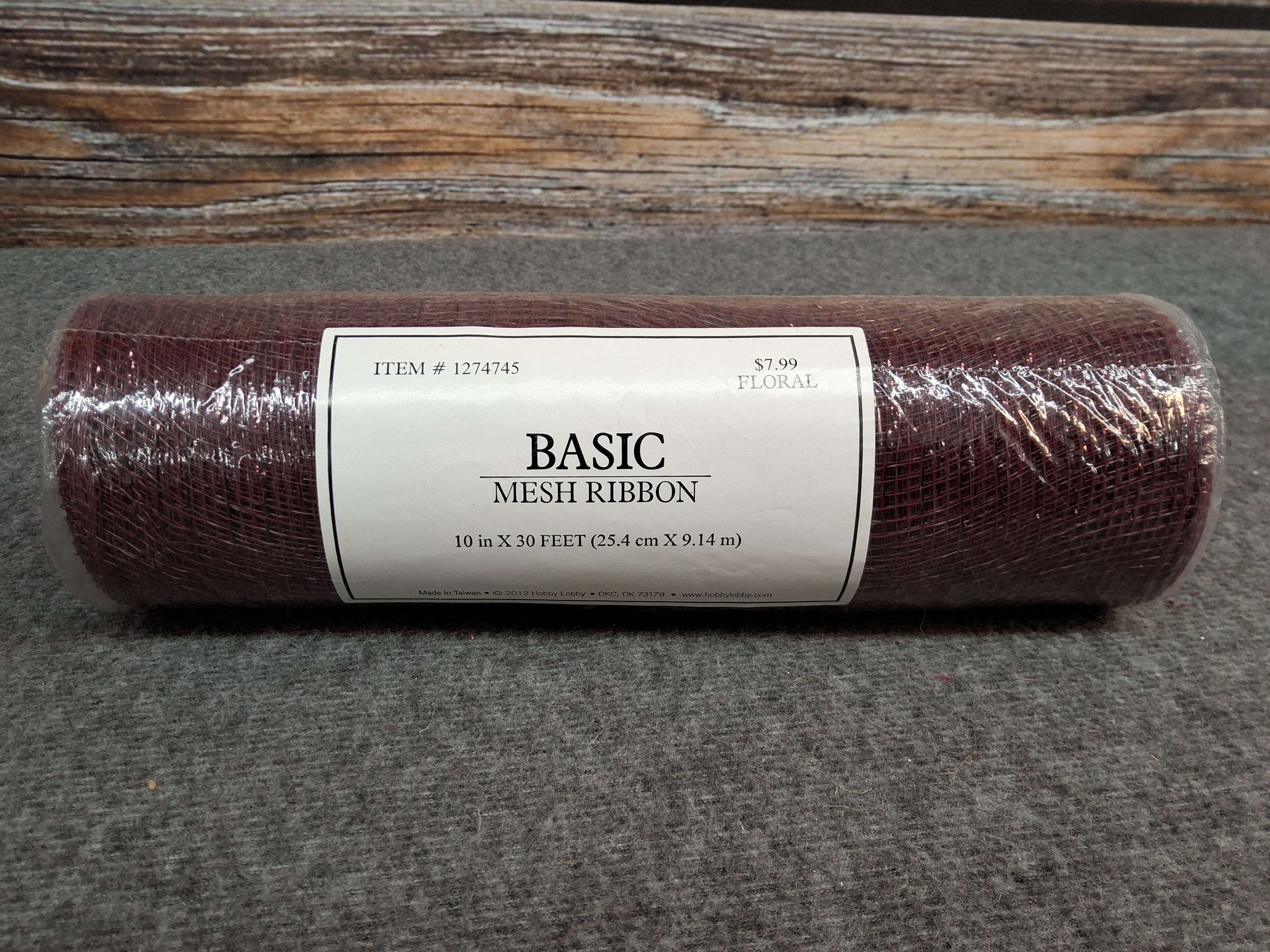 Hobby Lobby Basic Mesh Ribbon Burgundy 10" x 30ft