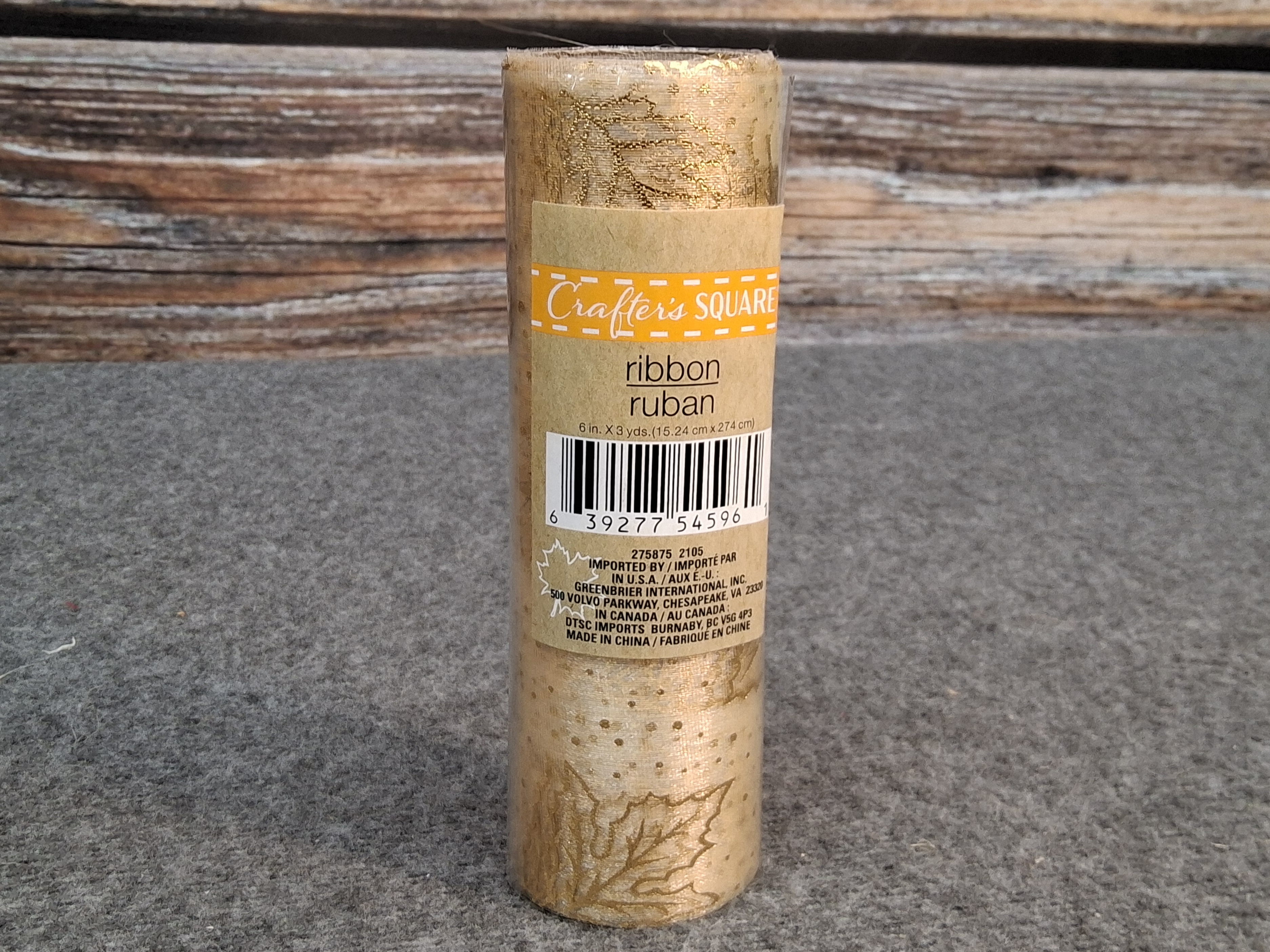 Crafter’s Square Gold Leaf Ribbon Roll 6in x 3yd