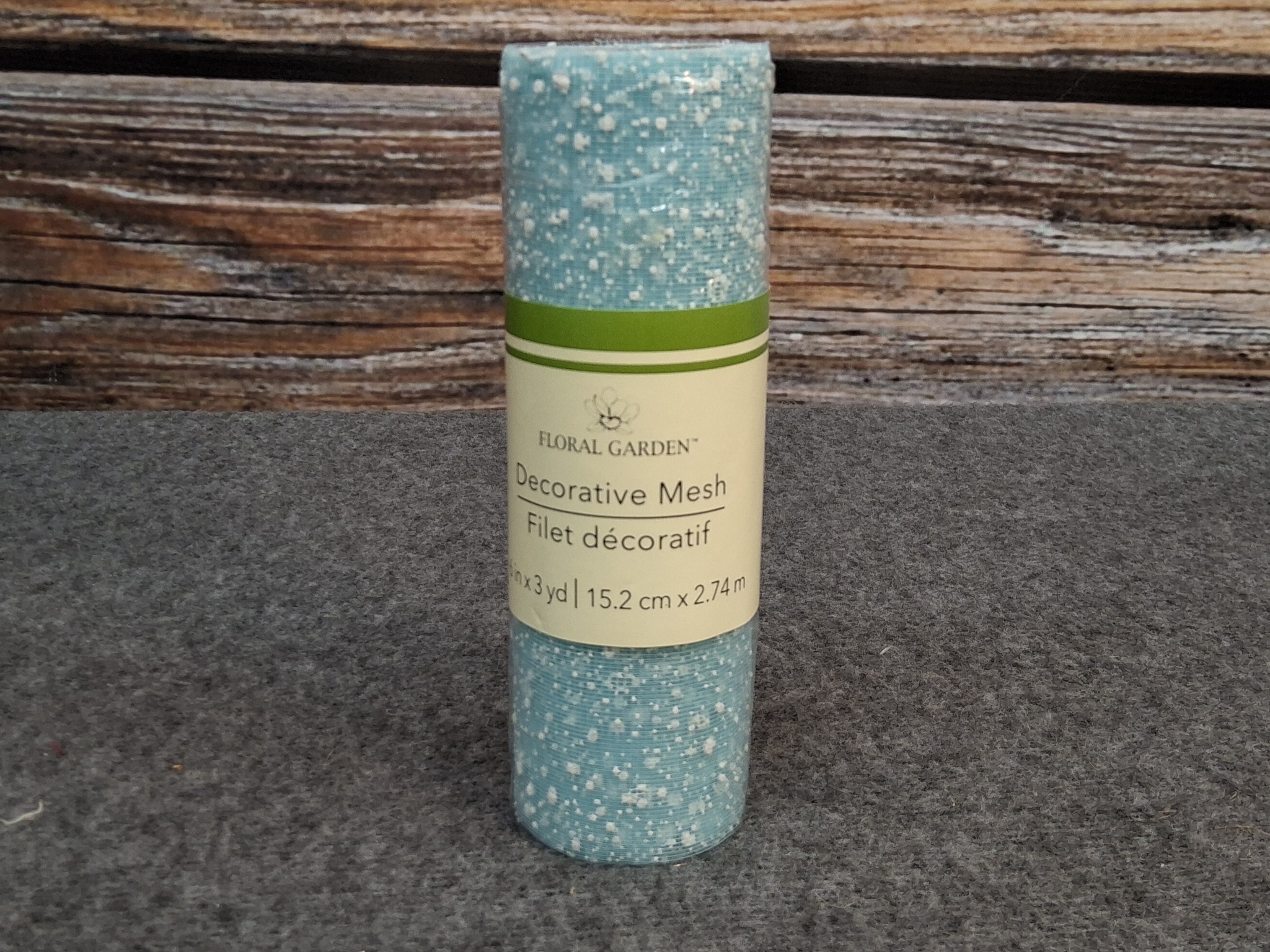 Floral Garden Blue Decorative Mesh Roll 6in x 3yd