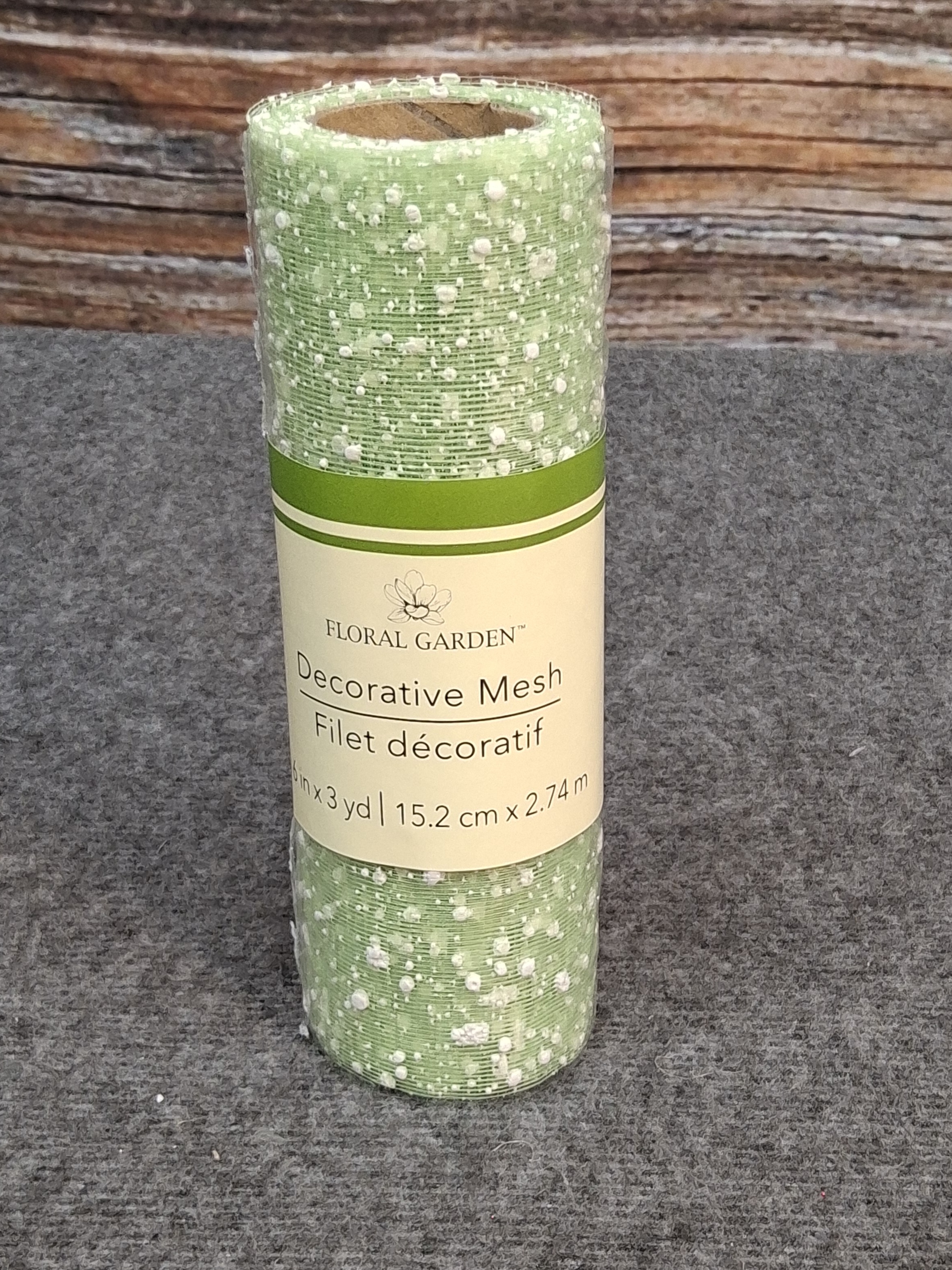 Floral Garden Green Decorative Mesh Roll 6in x 3yd