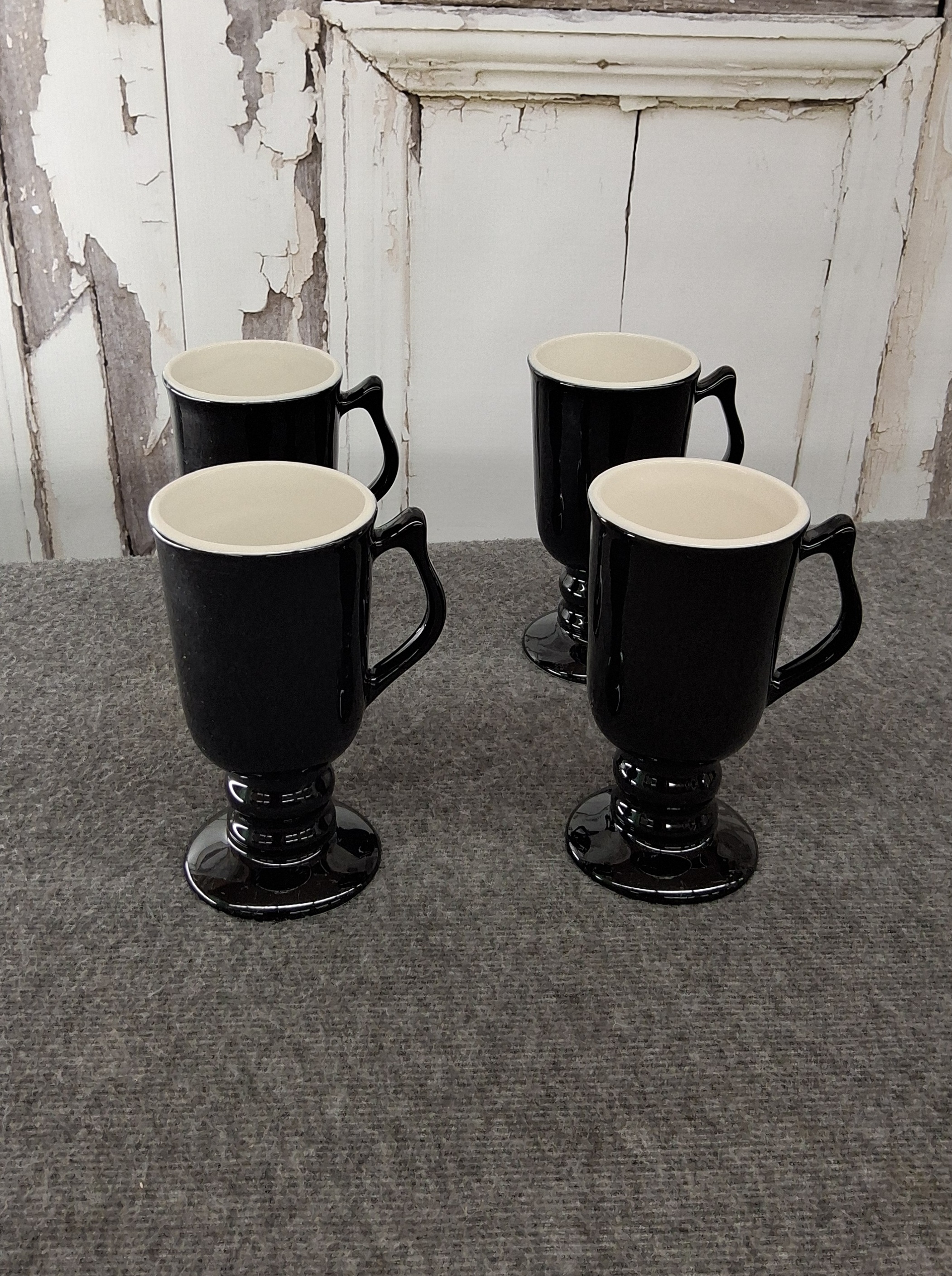 Hall Black Pedestal Mugs Set of 4 – 5.75" Tall