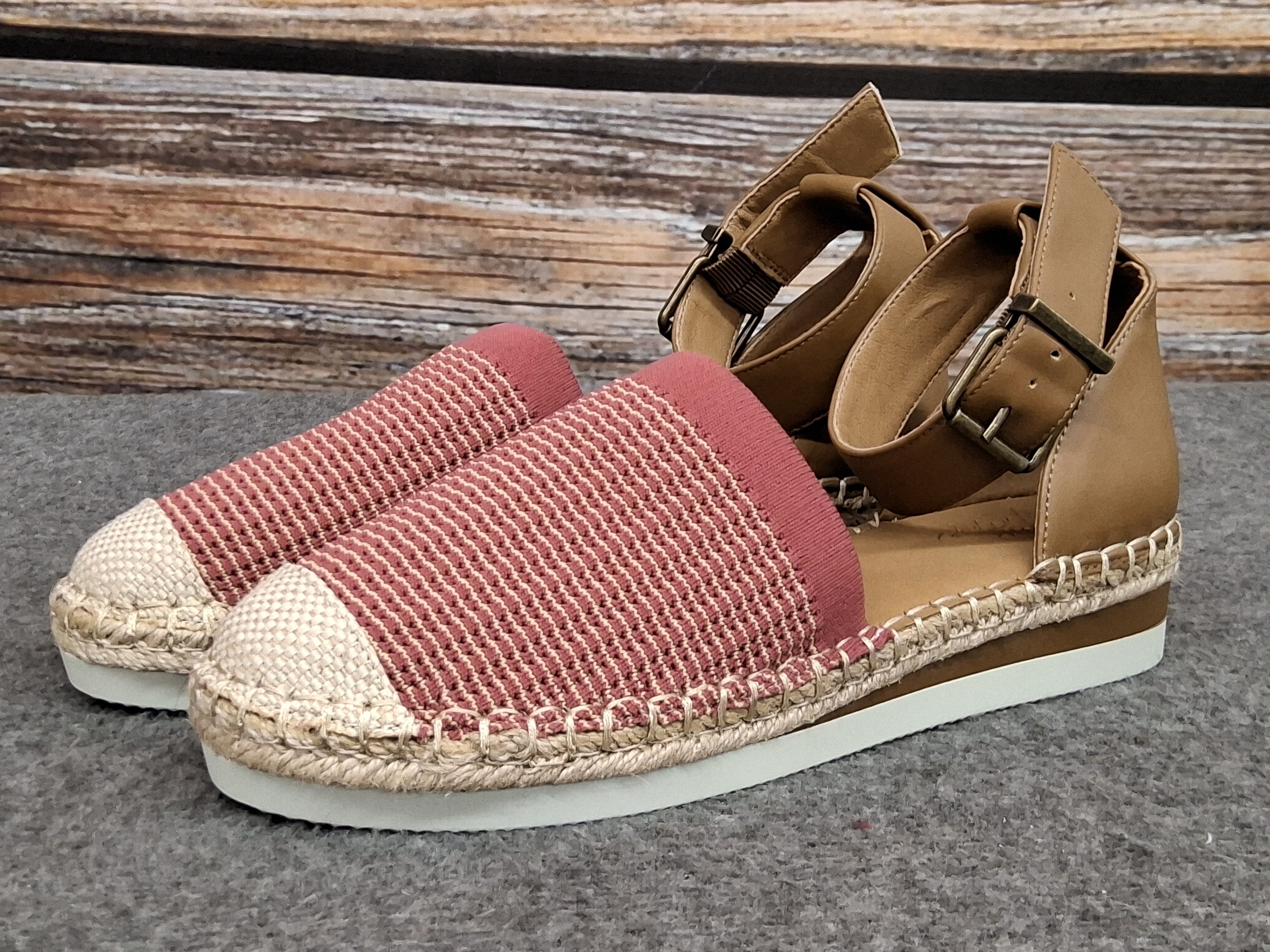 Crown Vintage Bonire Espadrille Flats Peach Sorbet Knit Women’s 7M