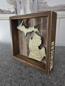 Three Girls & A Wish Michigan Map Shadow Box Wall Art - Community ...