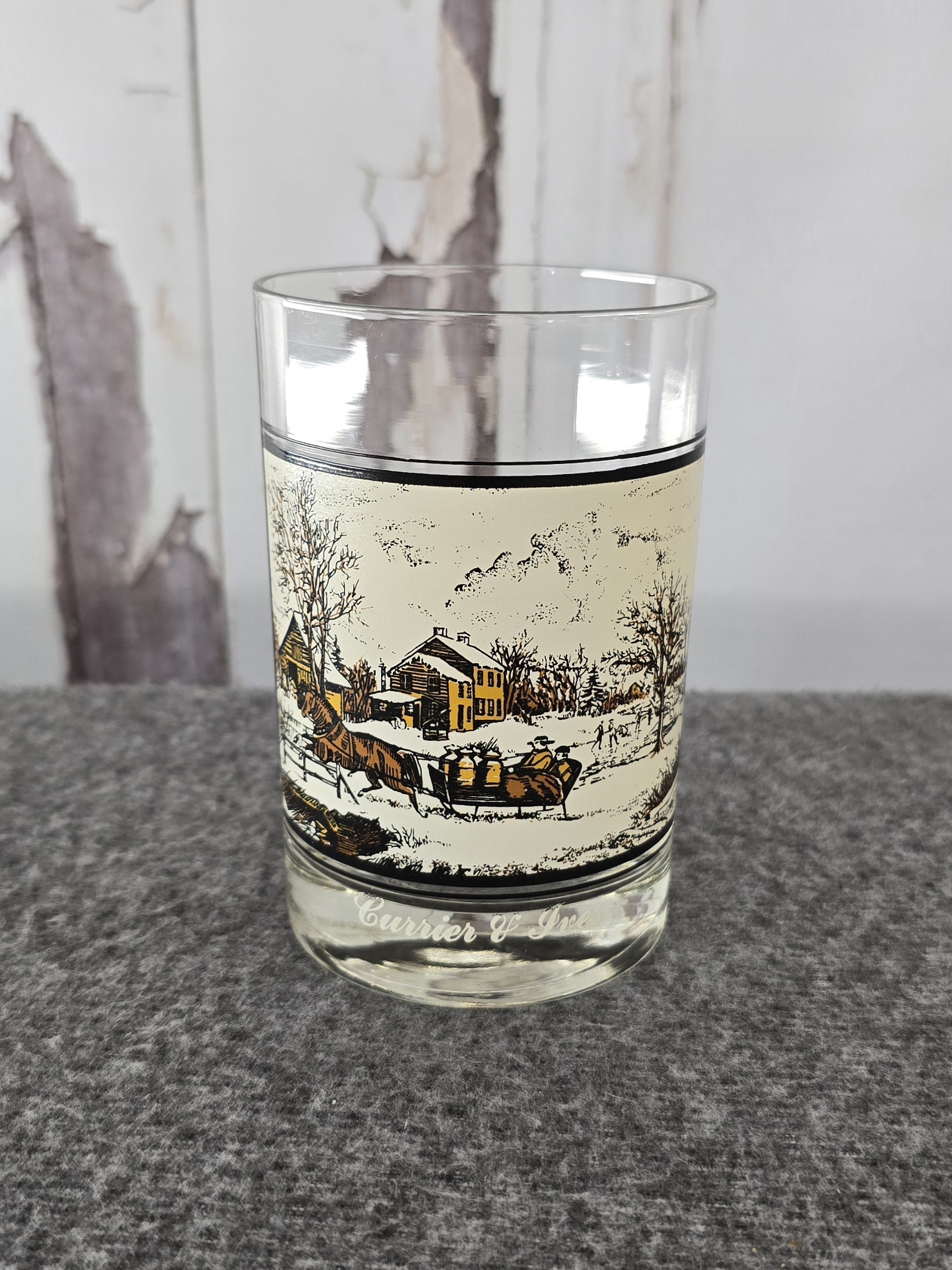 Currier & Ives Winter Scene Collector's Glass Tumbler