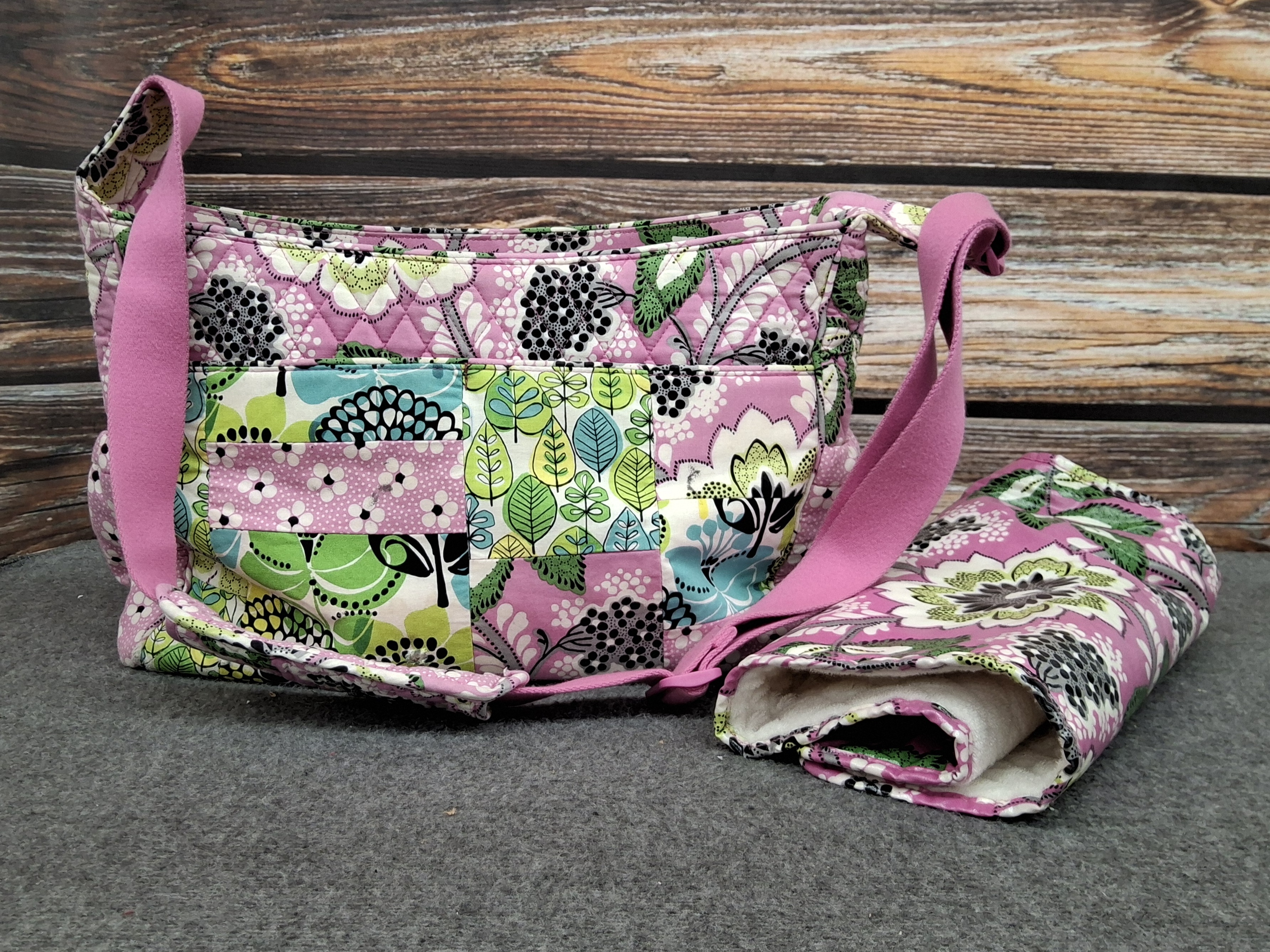 Vera Bradley Pink Floral Diaper Bag & Changing Pad